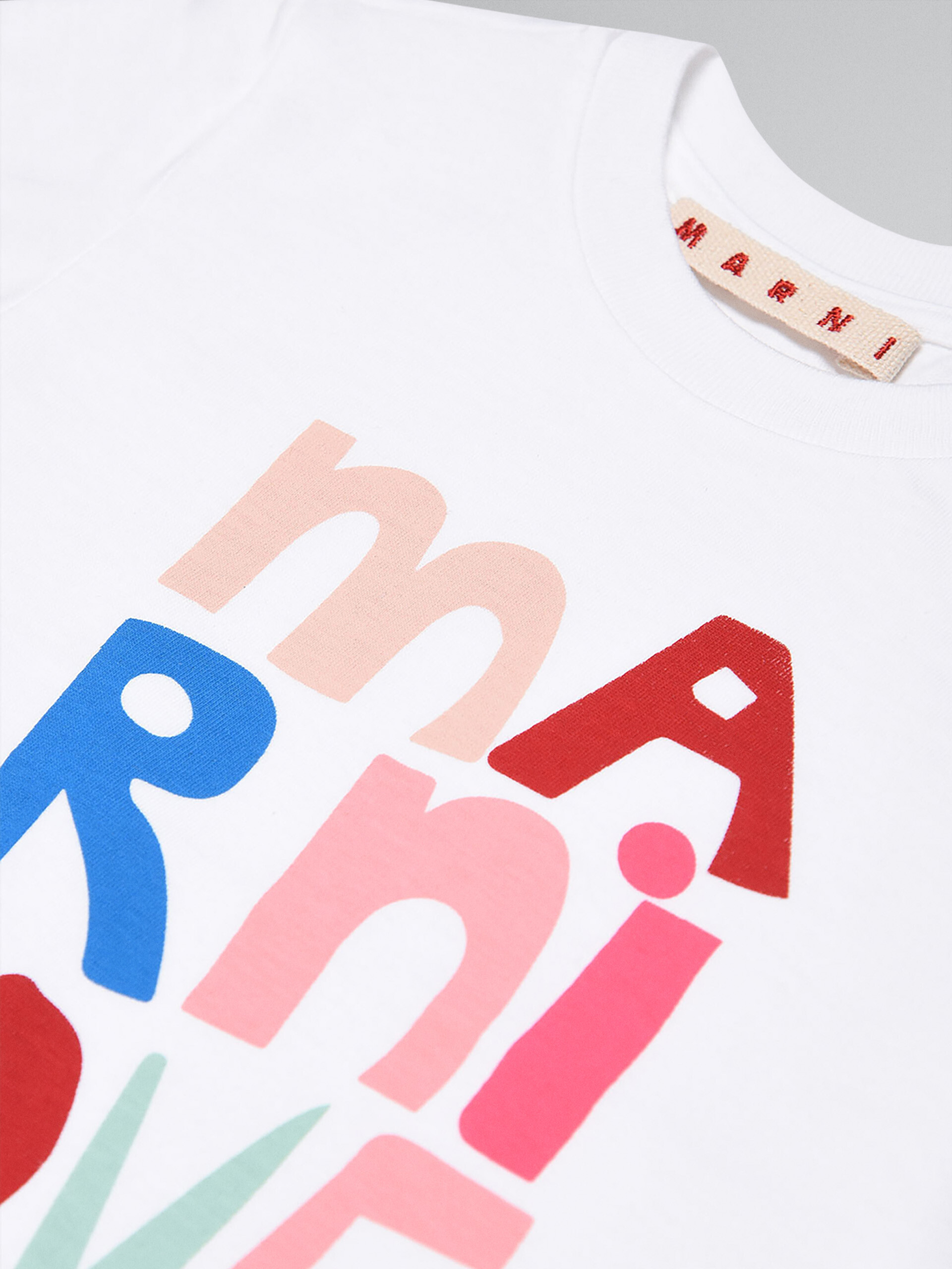 Multi-colour lettering white cotton jersey T-shirt - T-shirts - Image 3