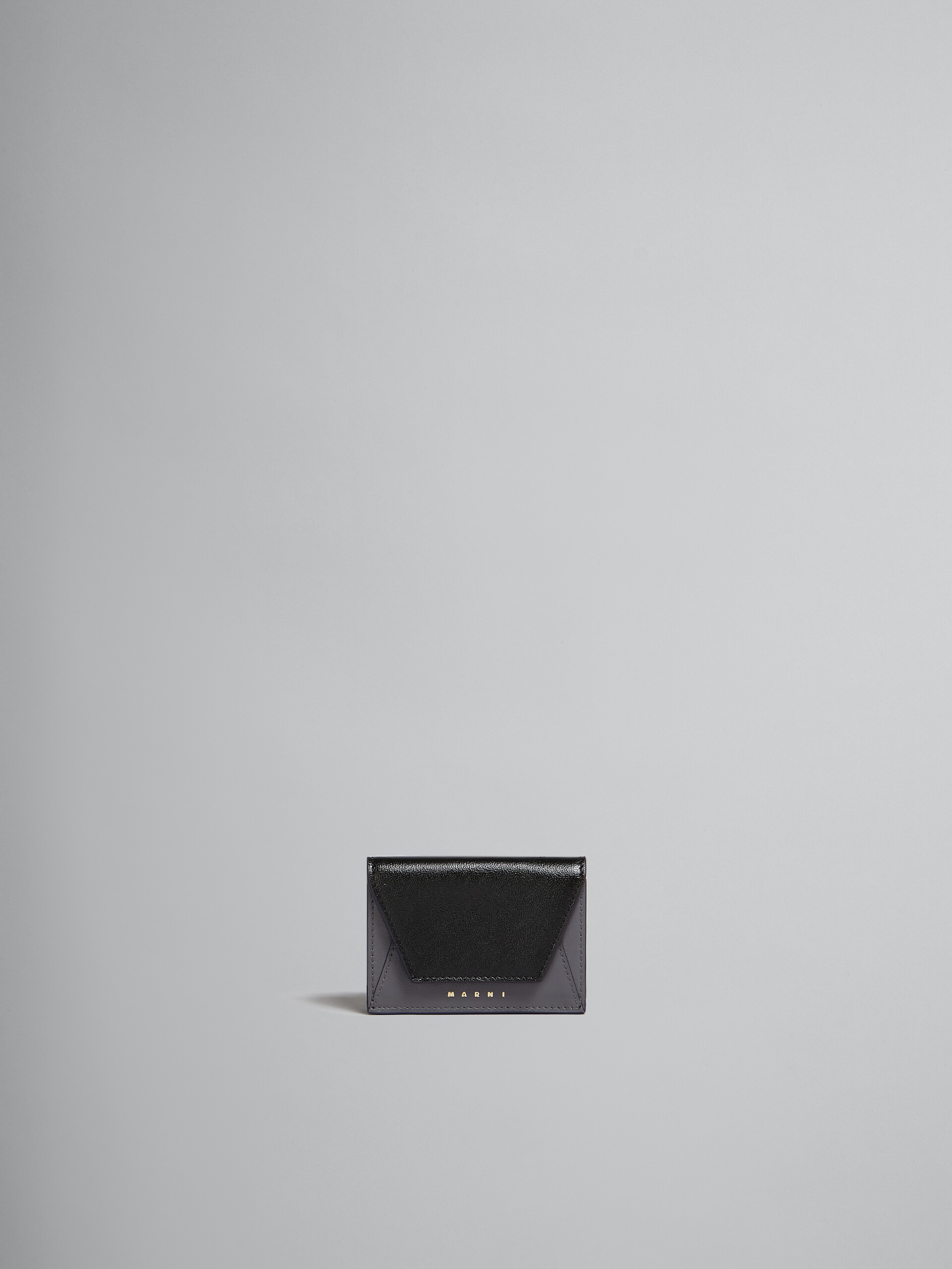 Portafoglio tri-fold in pelle grigia e nera - Portafogli - Image 1