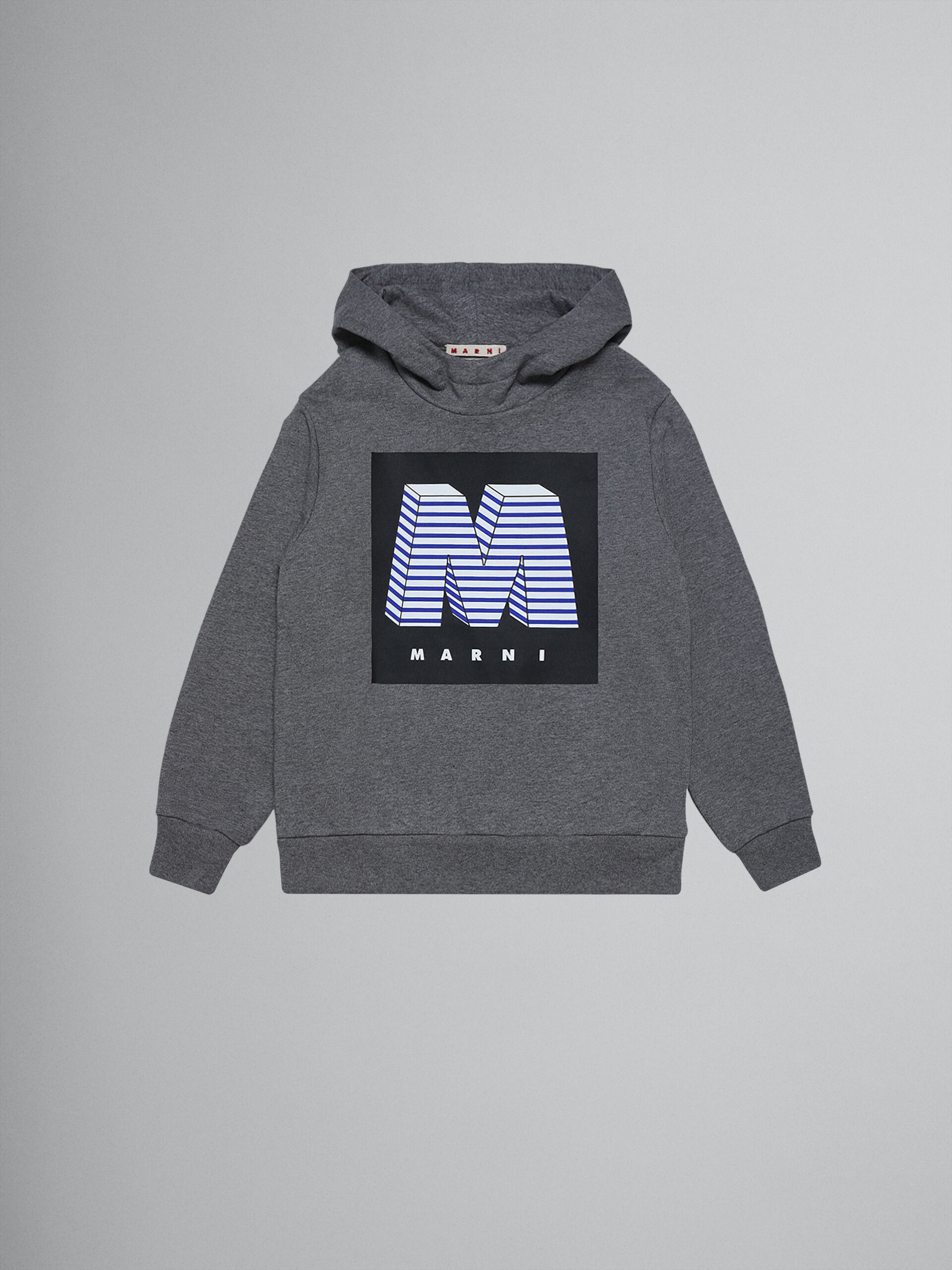 "M" 멜란지 스웨트셔츠 코튼 후드 - Sweaters - Image 1