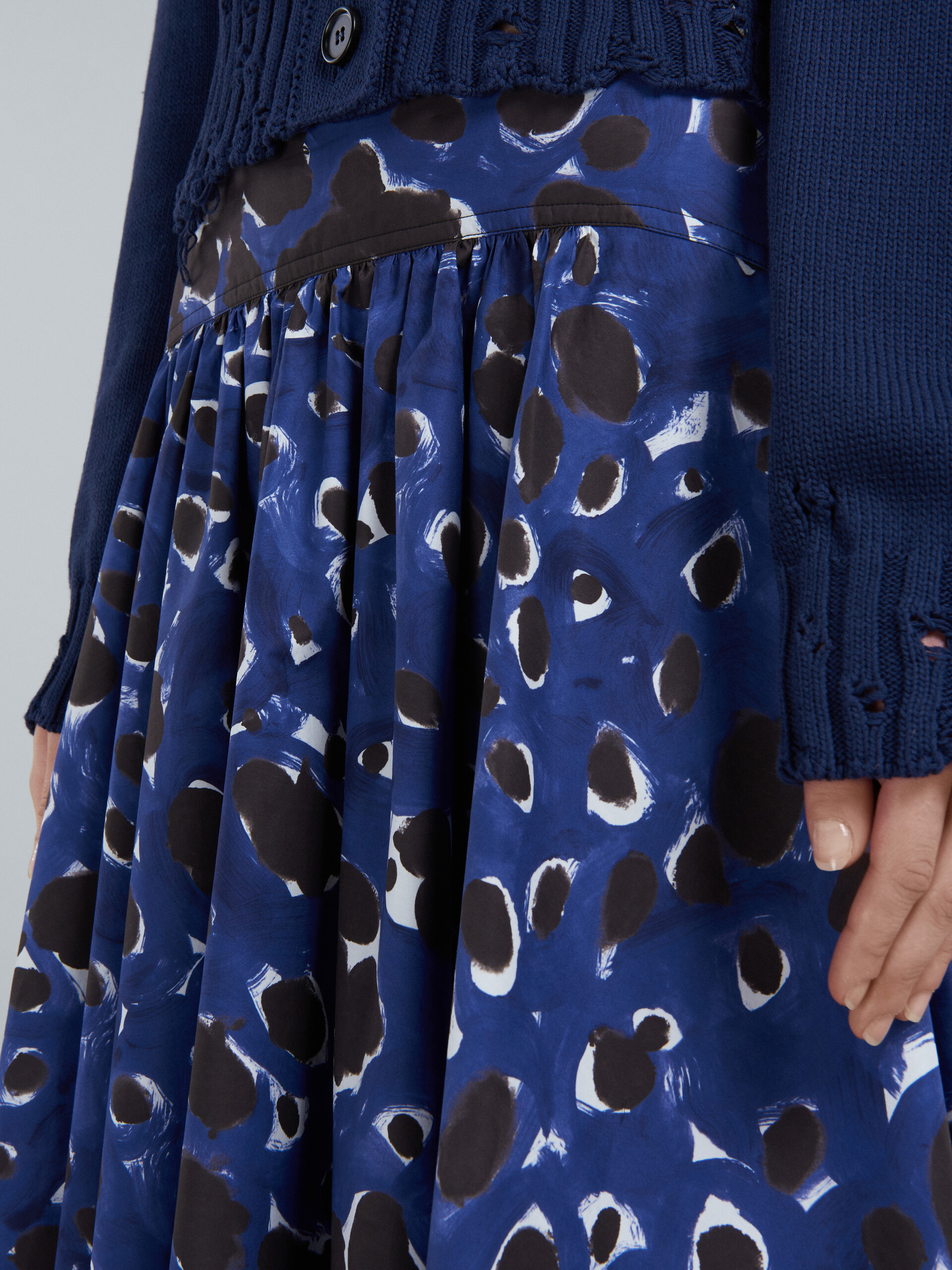 Blue Pop Dots print poplin full skirt - Skirts - Image 4