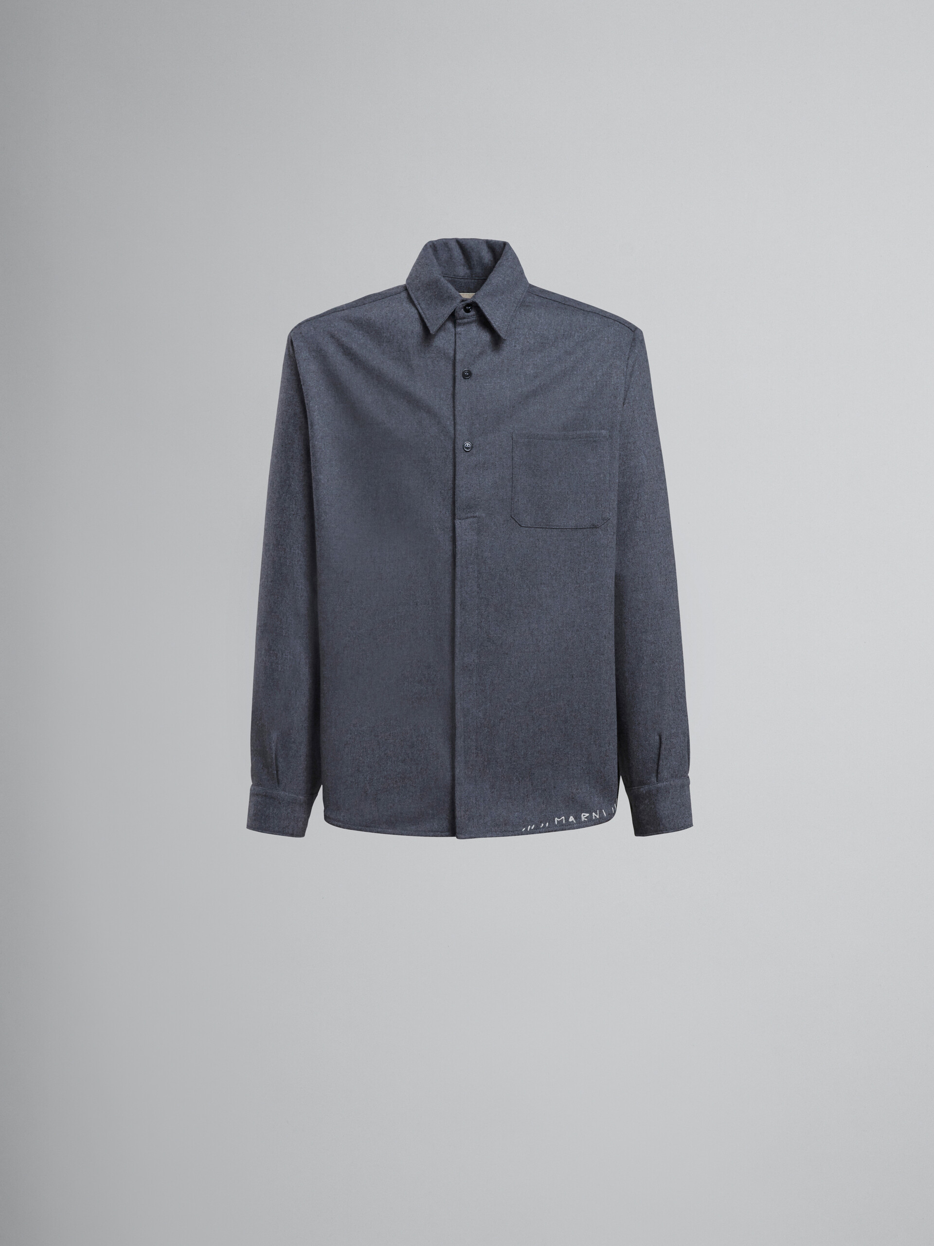 Grey relaxed-fit wool shirt - Shirts - Image 1