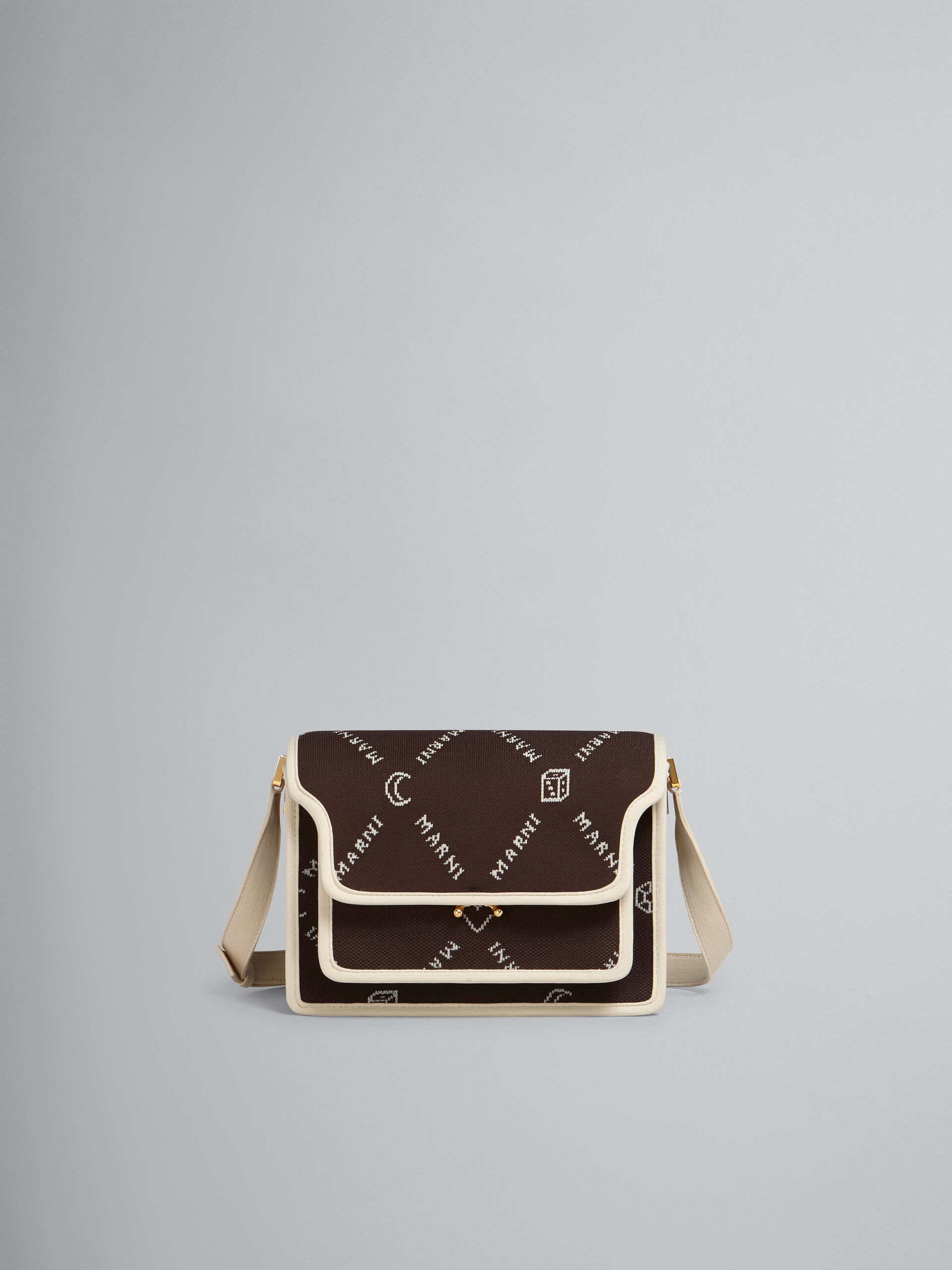 TRUNK SOFT medium bag in brown Marnigram jacquard - Shoulder Bags - Image 1