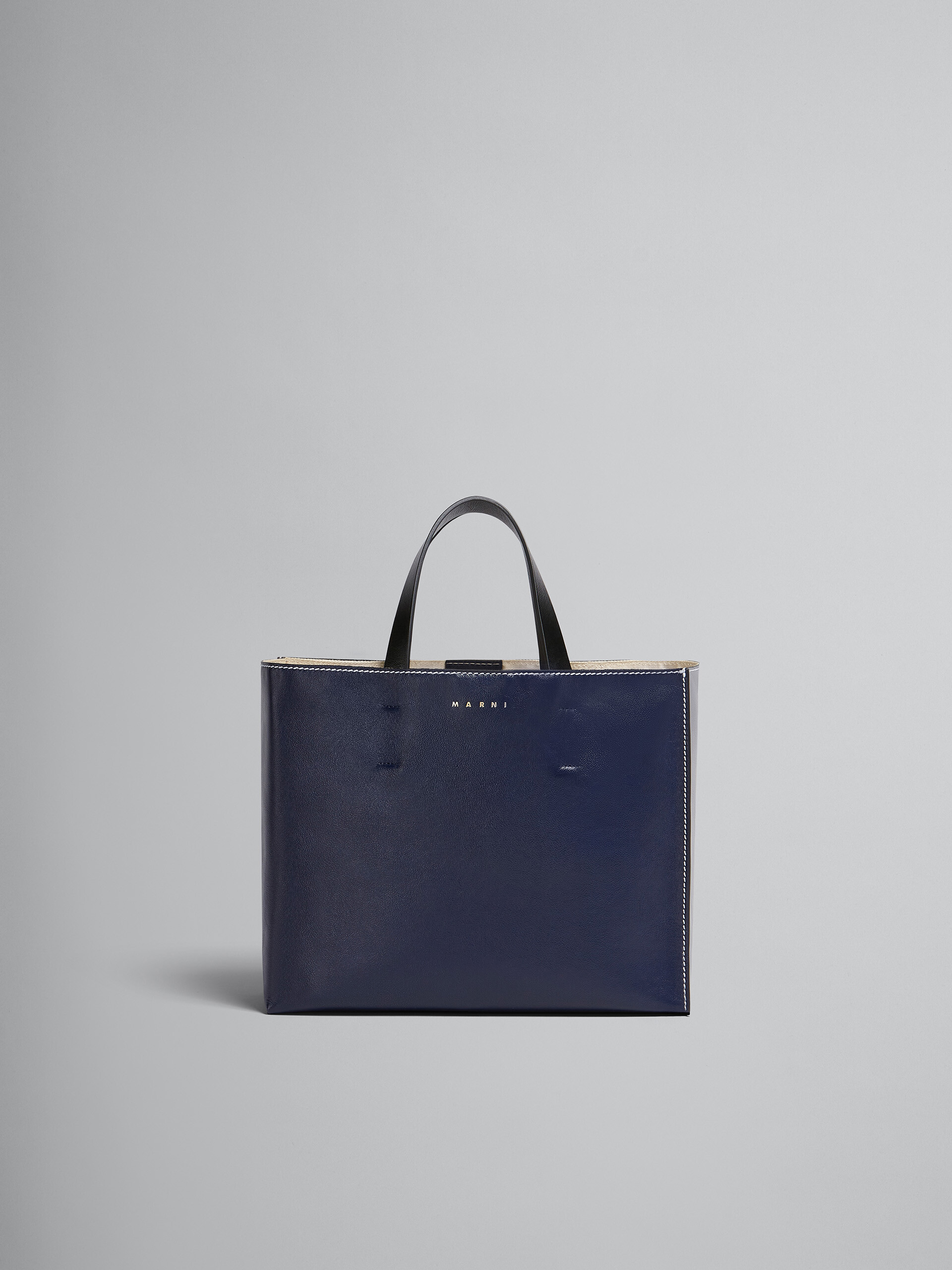 MUSEO SOFT bag in blue and grey leather - Shopping Bags - Image 1