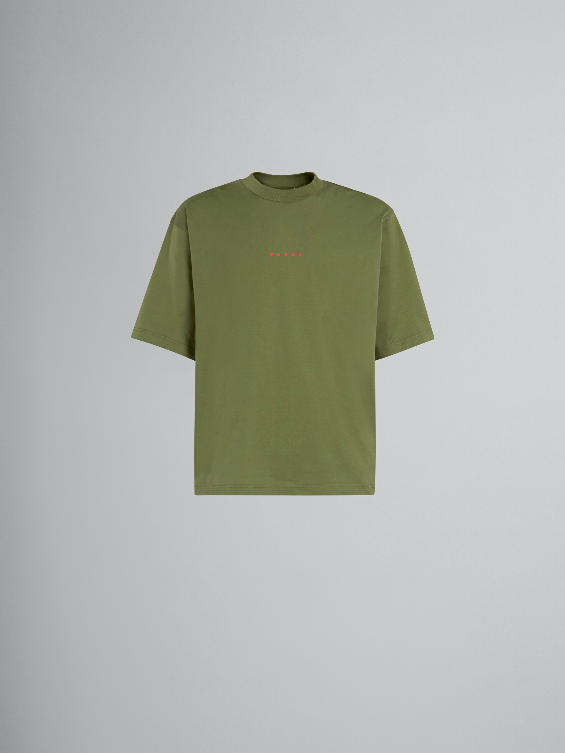 ピンク ロゴ入り オーガニックコットン Tシャツ(ボクシーフィット) - Tシャツ - Image 1