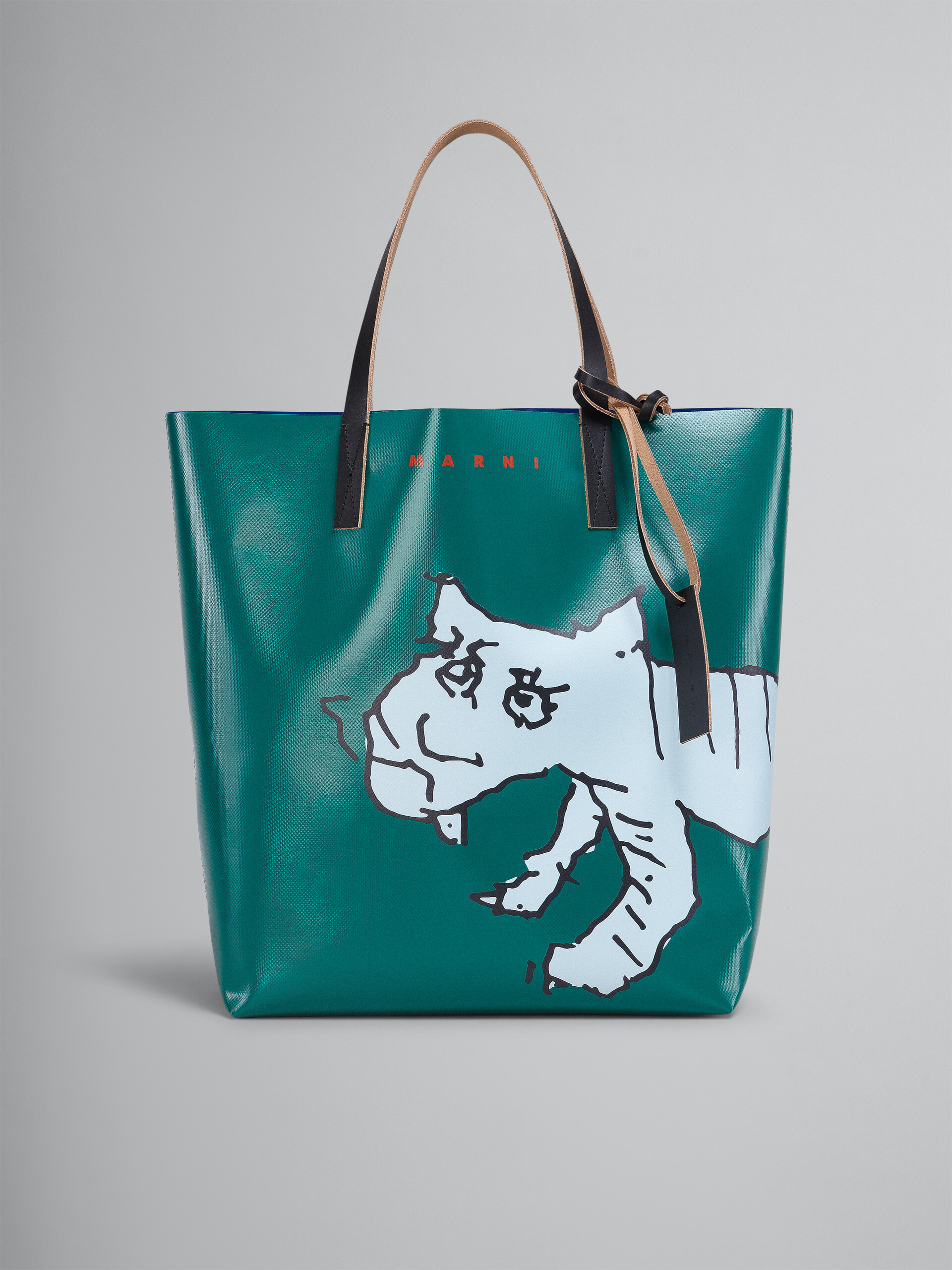 Green and blue TRIBECA bag in Tiger print - Shopping Bags - Image 1