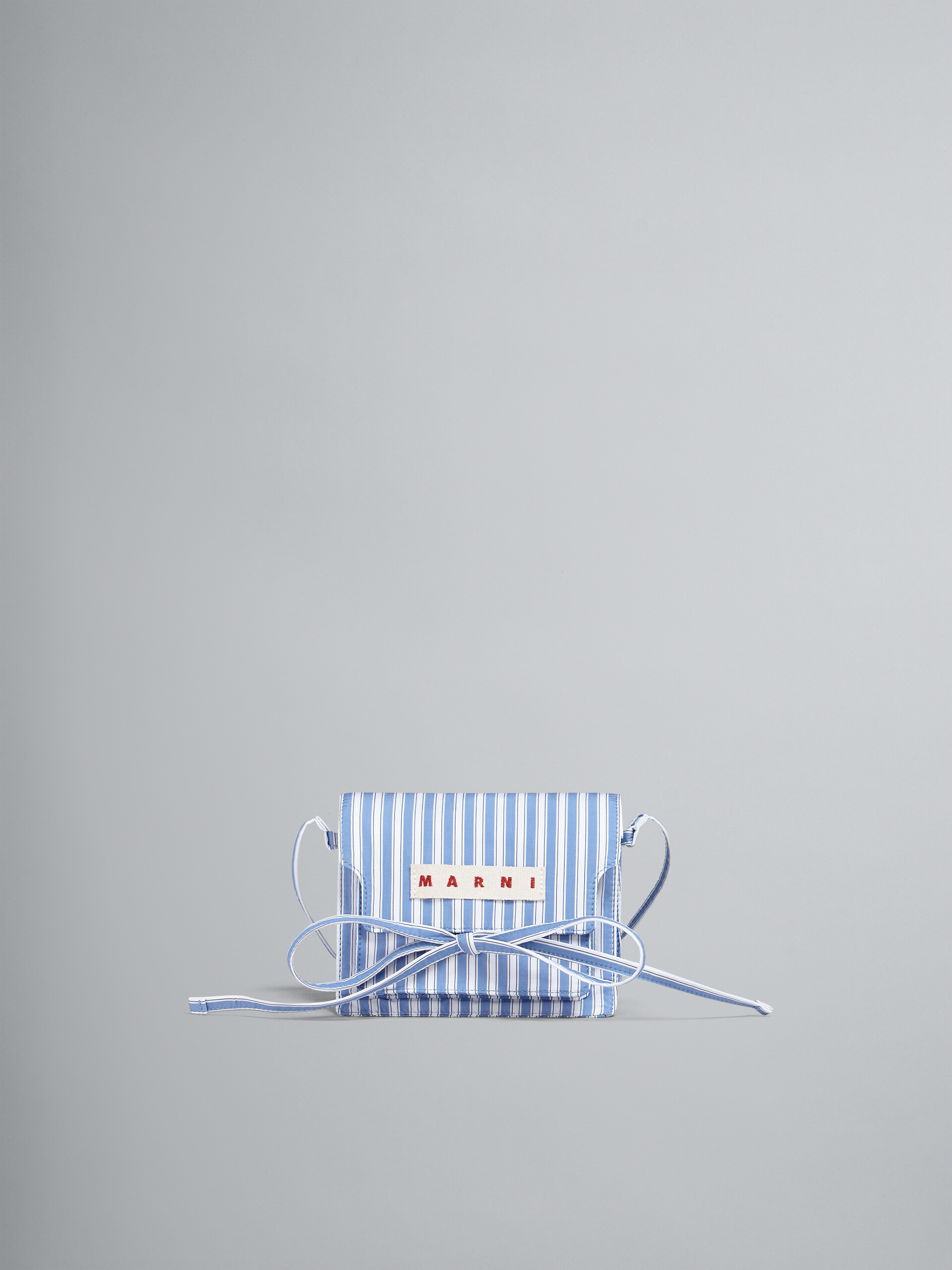 TRUNK SOFT mini bag in sky blue and white striped poplin - Shoulder Bag - Image 1