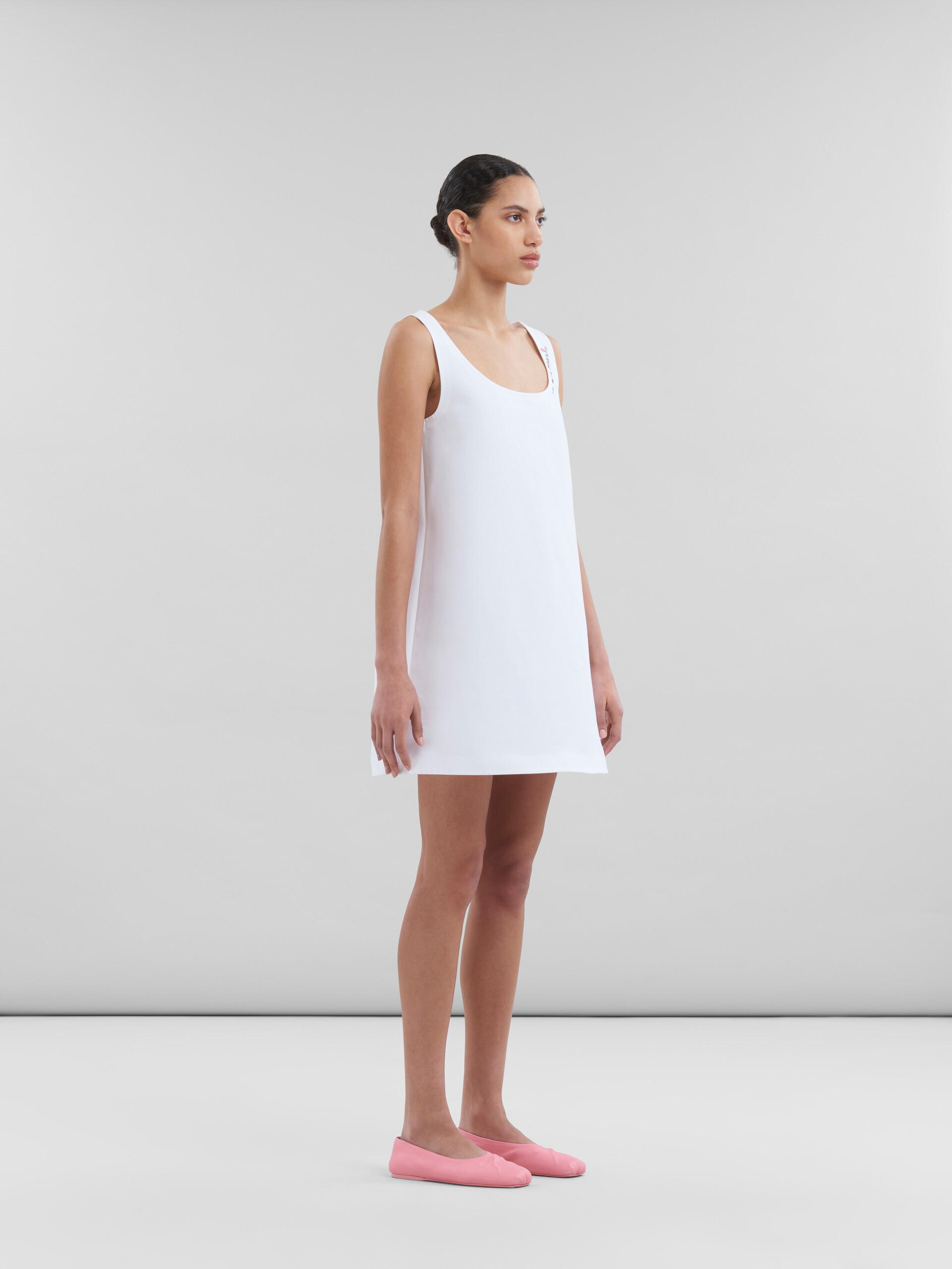 White cady A-line dress with Marni mending - Dresses - Image 5