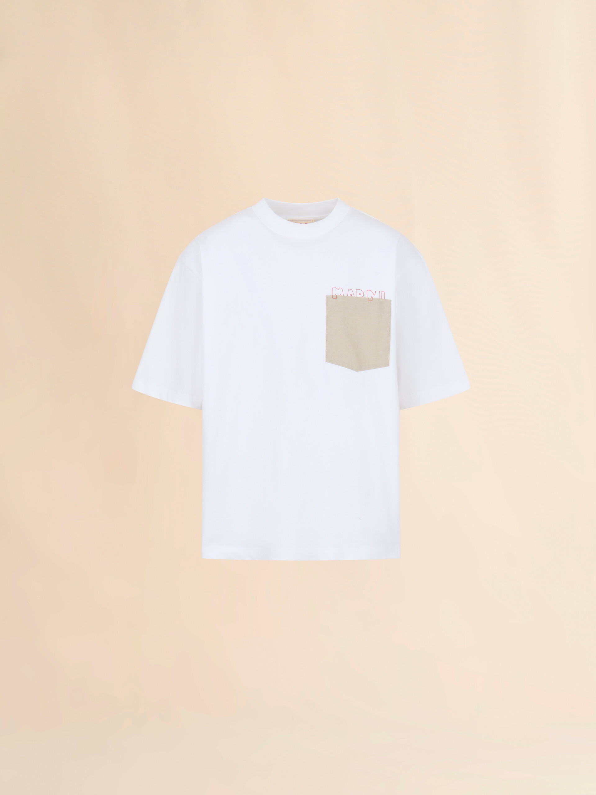ホワイト コントラストポケット付きコットンTシャツ - シャツ - Image 1