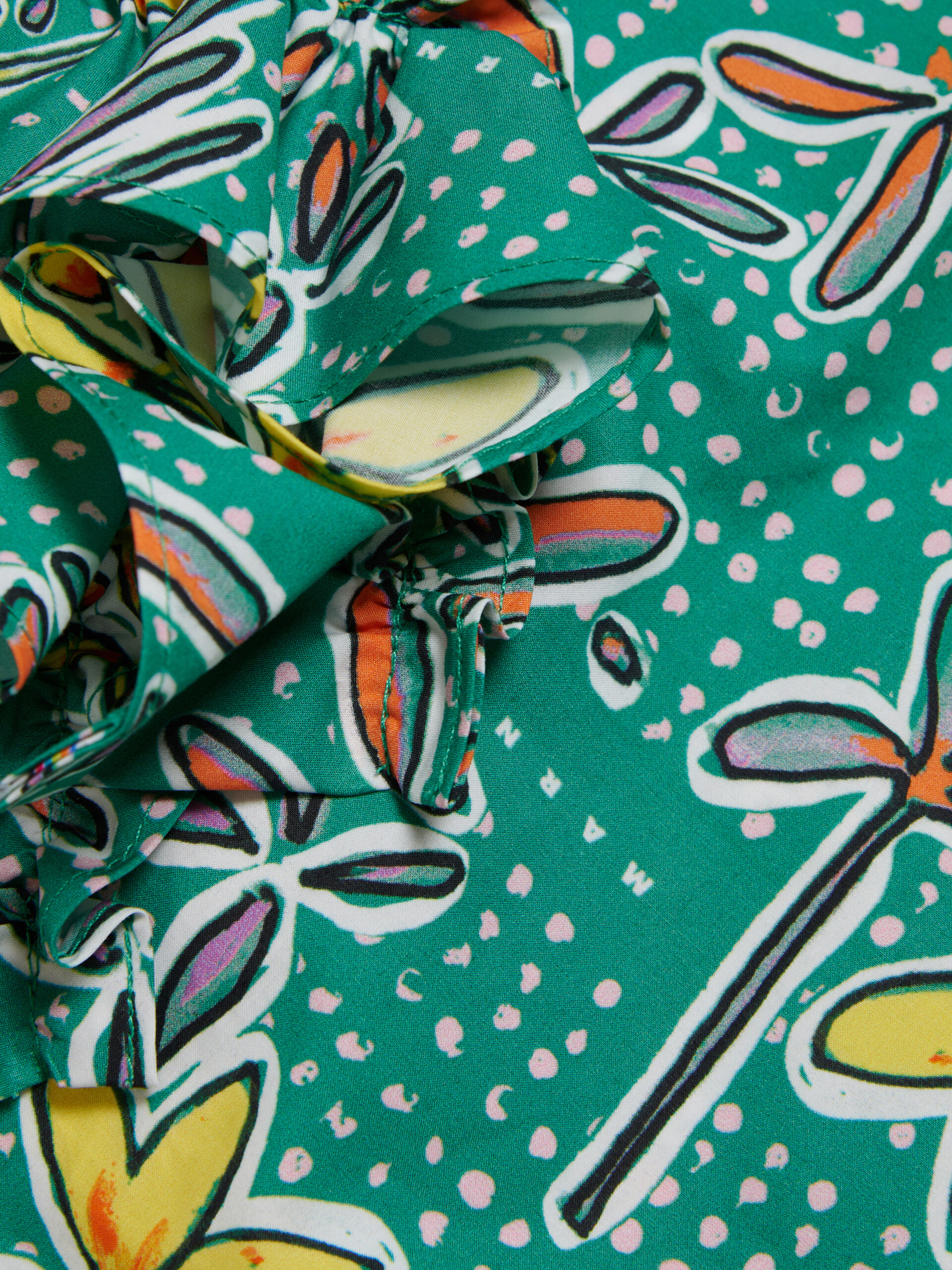 Green poplin dress with Carioca print - Dresses - Image 3