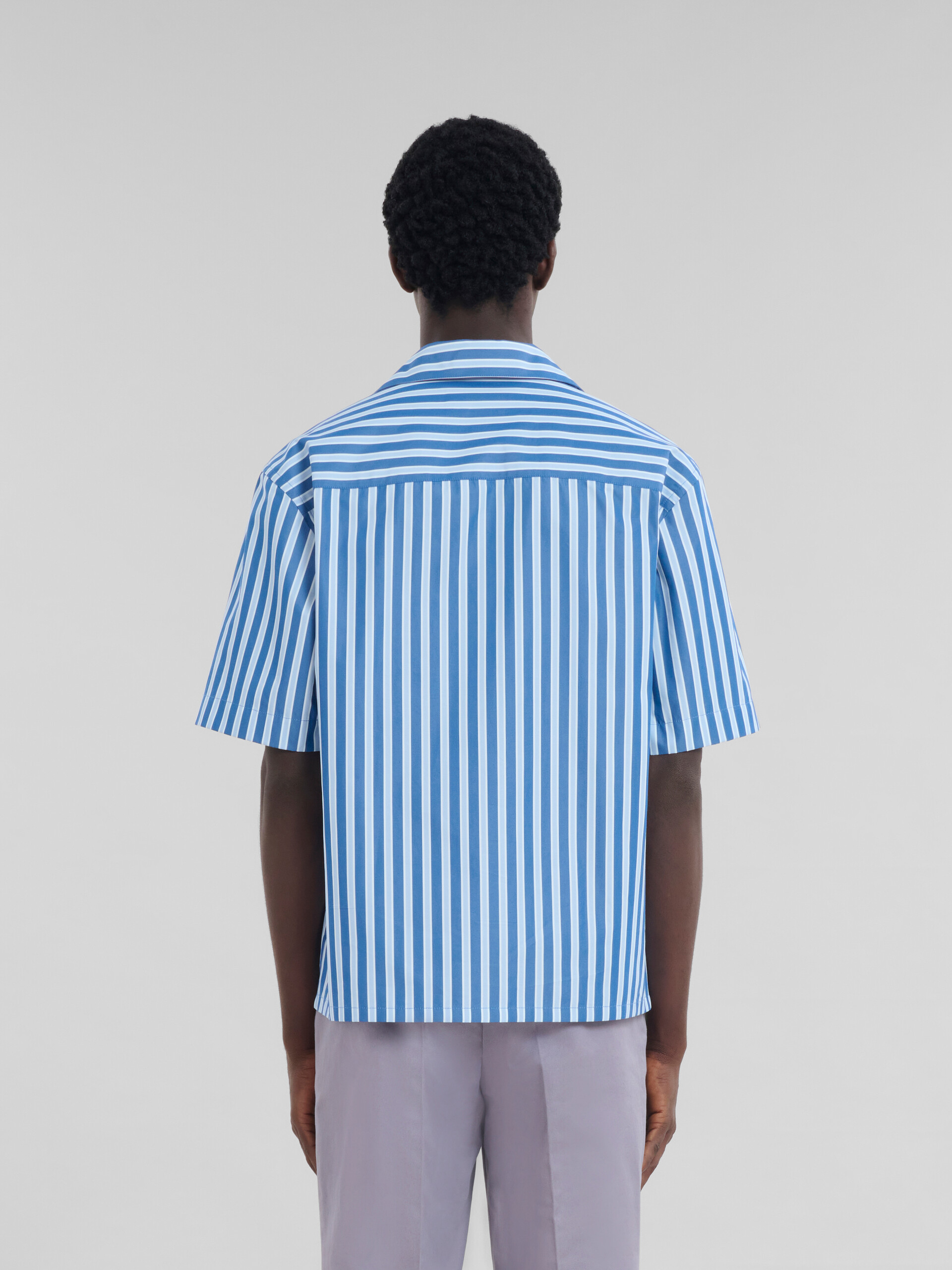 Blue striped organic poplin bowling shirt | Marni 