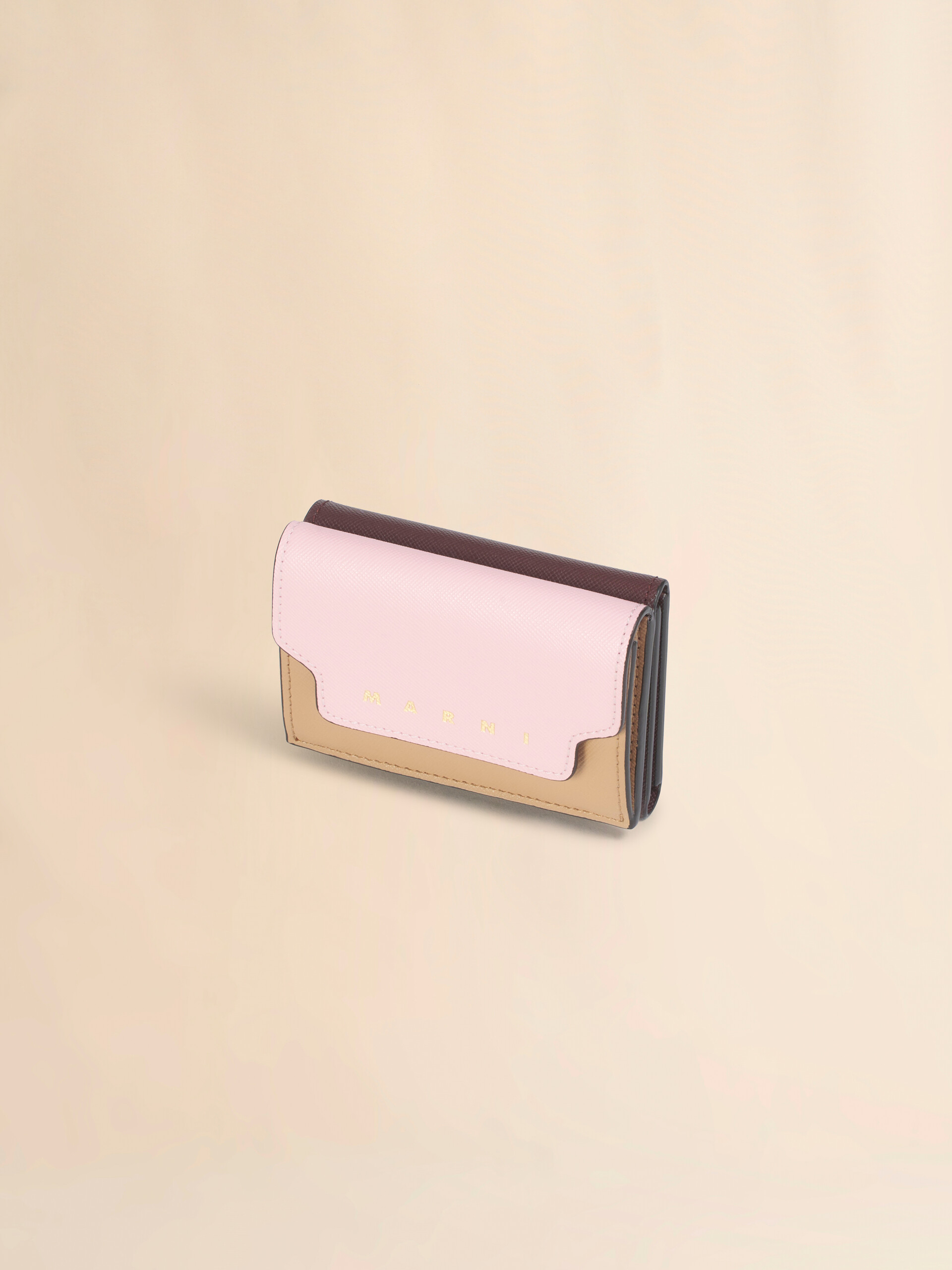 ブルー、ベージュ＆ライトブルー サフィアーノレザー製三つ折りウォレット - 財布 - Image 4