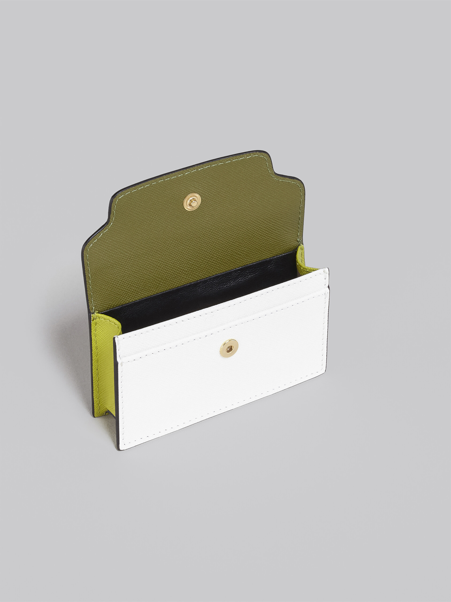 Porte-cartes de visite en saffiano vert et blanc ton sur ton - Portefeuilles - Image 2