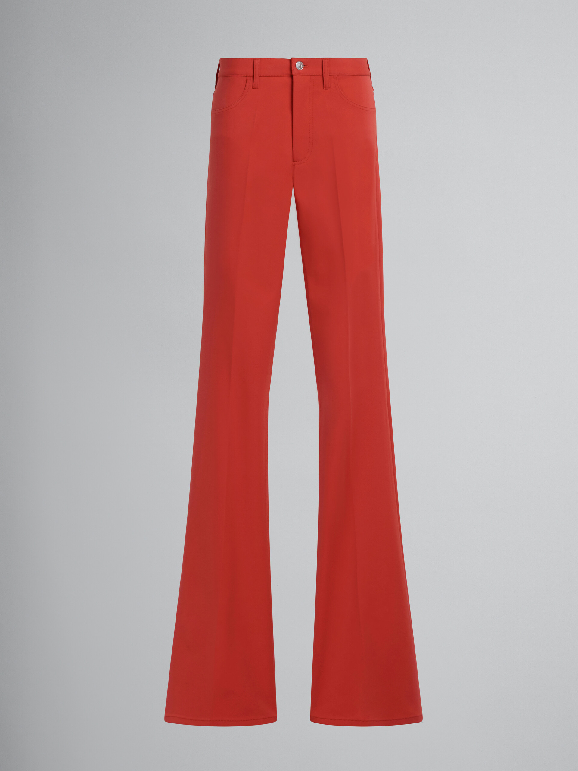 Red flared trousers in stretch jersey - Pants - Image 1