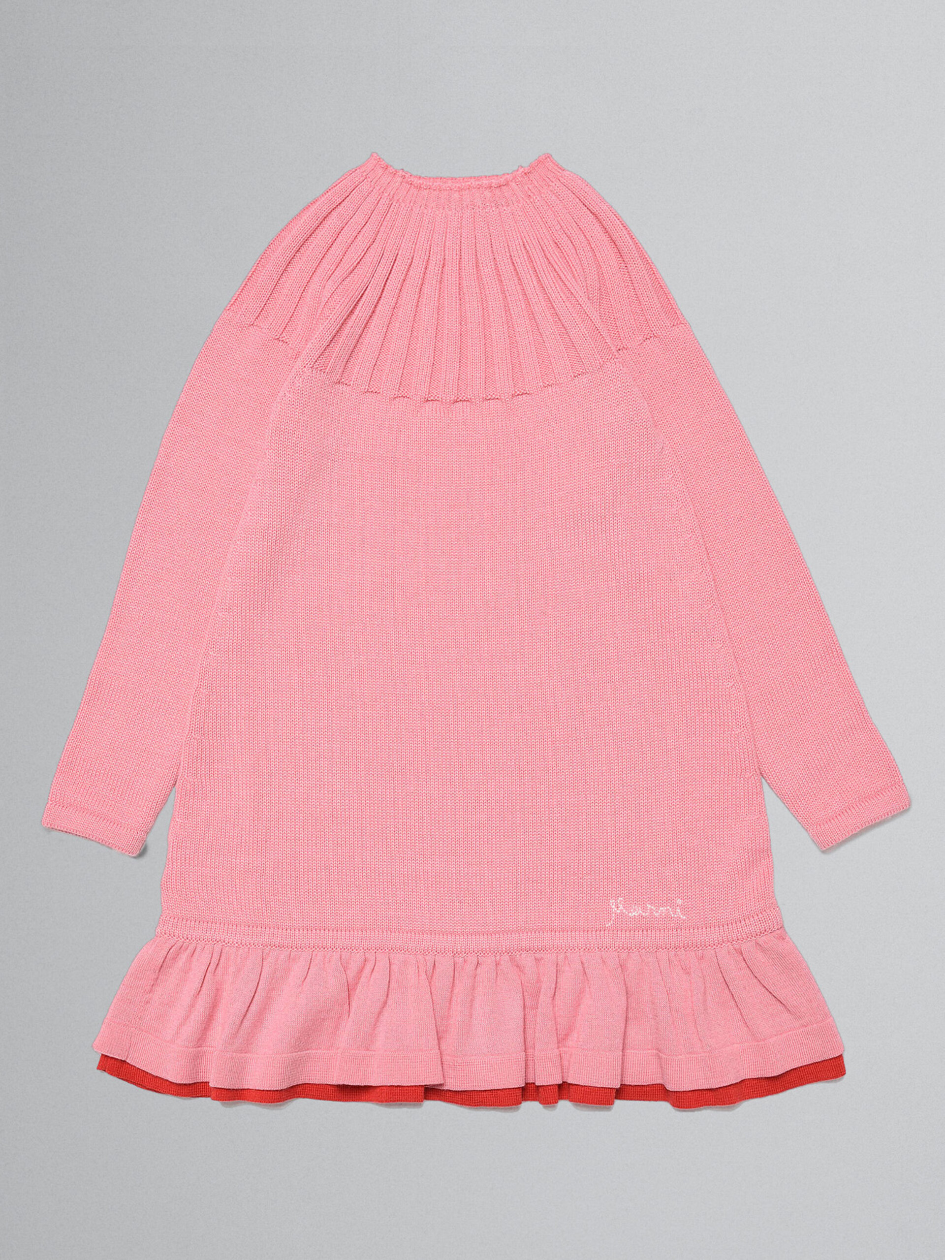 Pink jumper dress with flounce hem - Dresses - Image 1