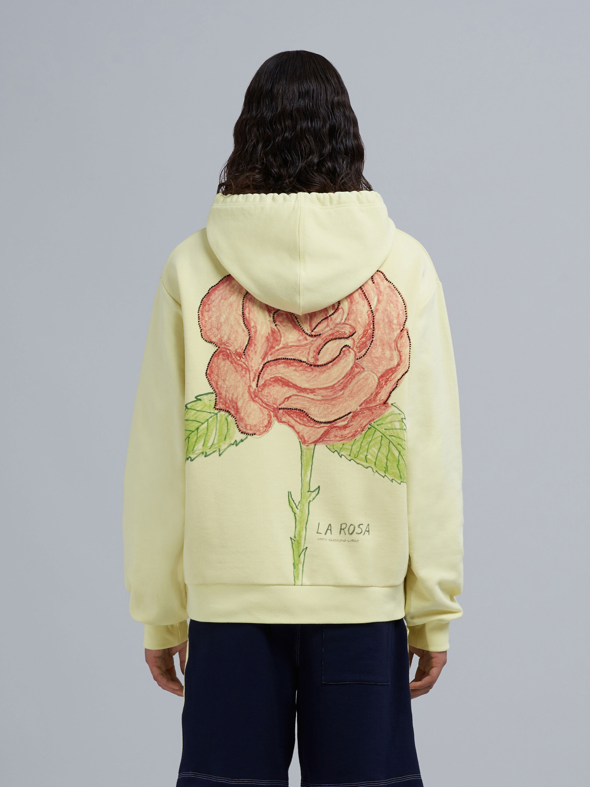 La Rosa print embroidered hoodie in cotton sweatshirt - Sweaters - Image 3