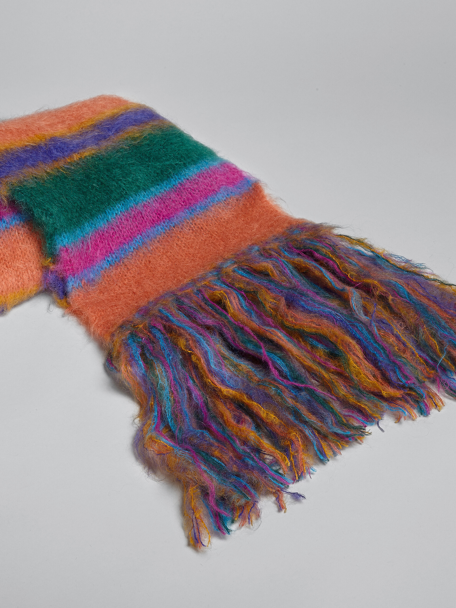 Multicolour striped mohair and wool  scarf - Scarves - Image 3