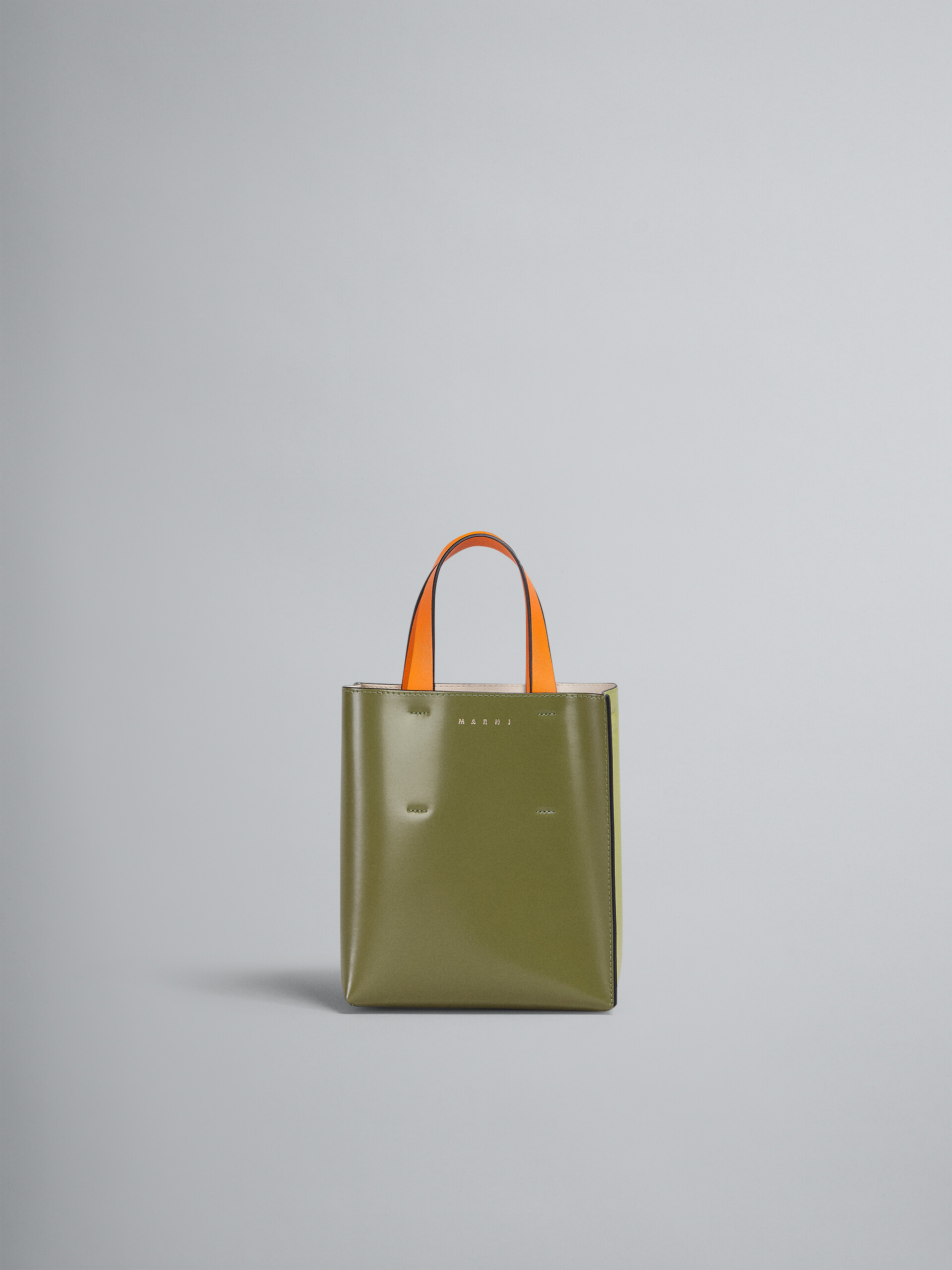 Green lime orange saffiano and polished leather MUSEO bag - Shopping Bags - Image 1