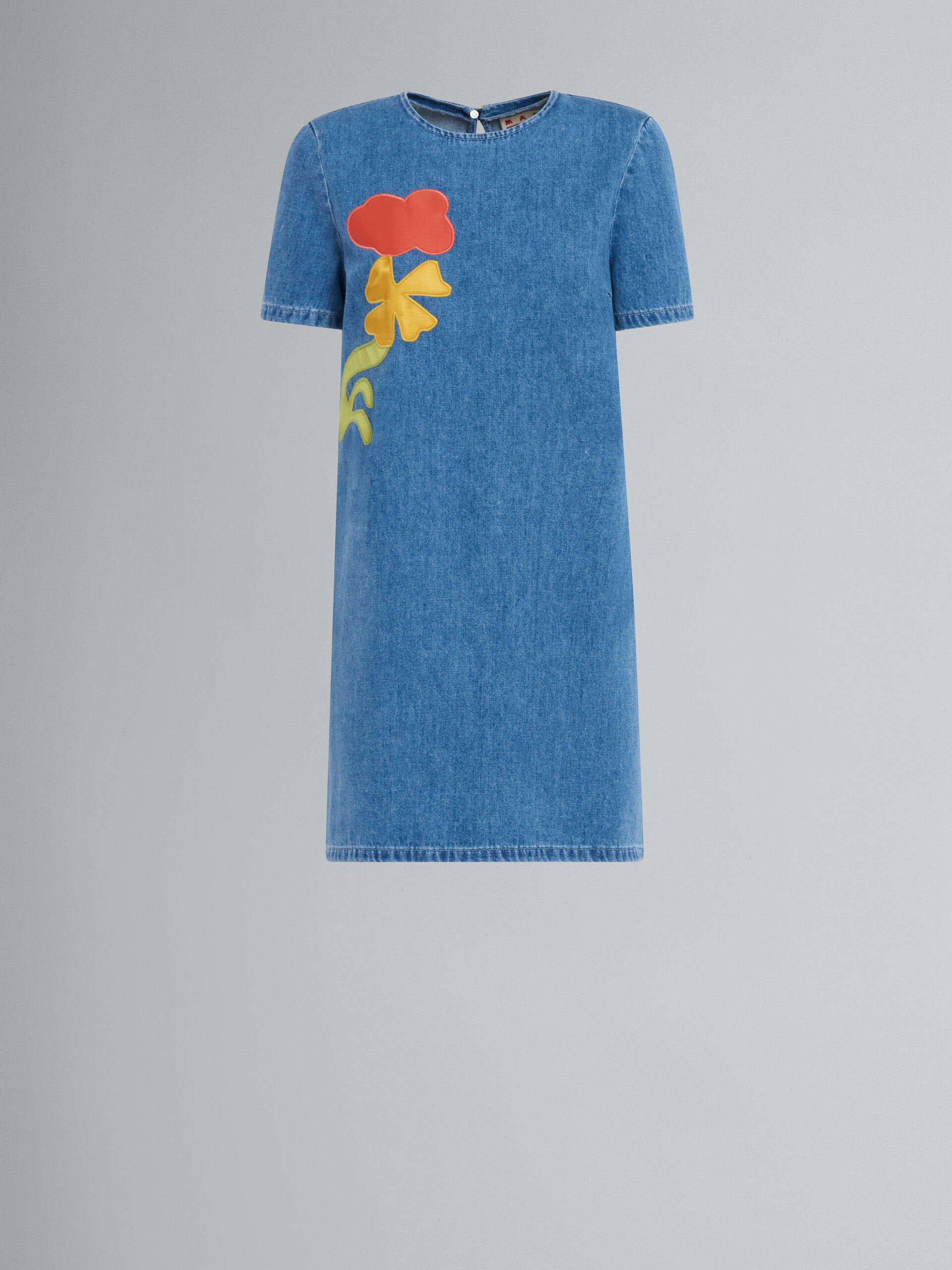 Marni x No Vacancy Inn - Blue chambray short dress with embroidery - Dresses - Image 1