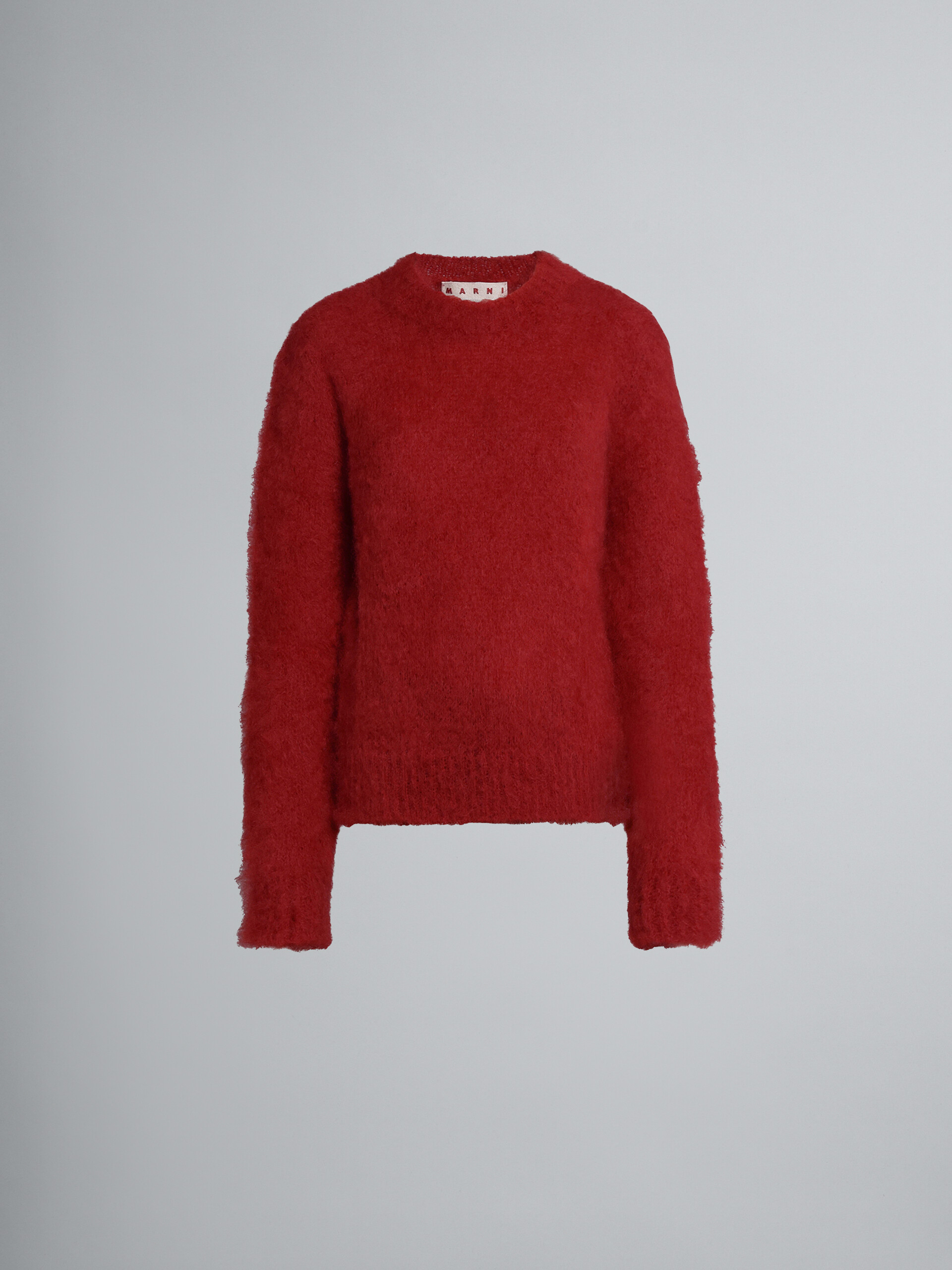 Red mohair and wool crewneck sweater - Pullovers - Image 1