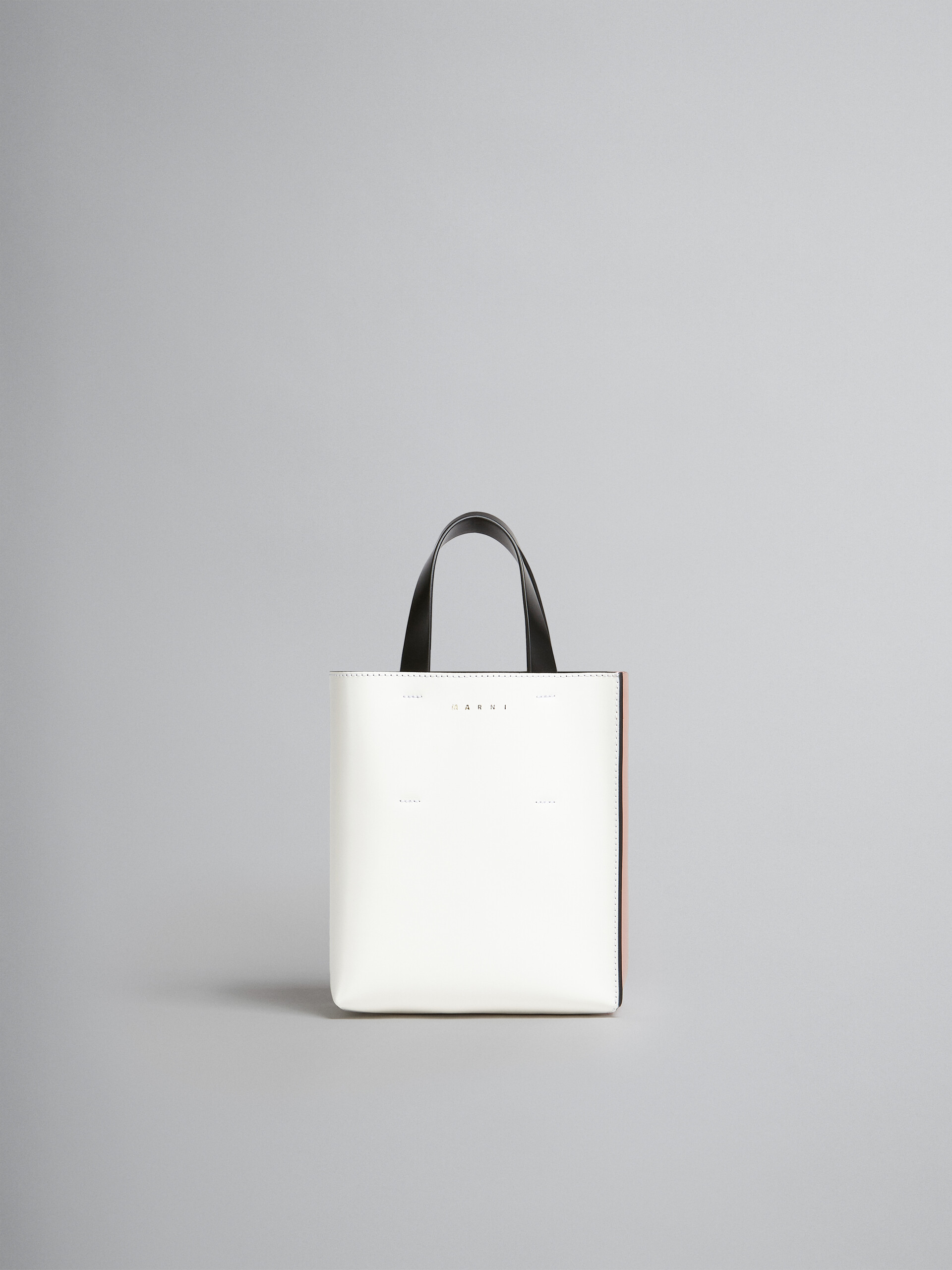 Museo Mini Bag in pink white and black leather - Shopping Bags - Image 1