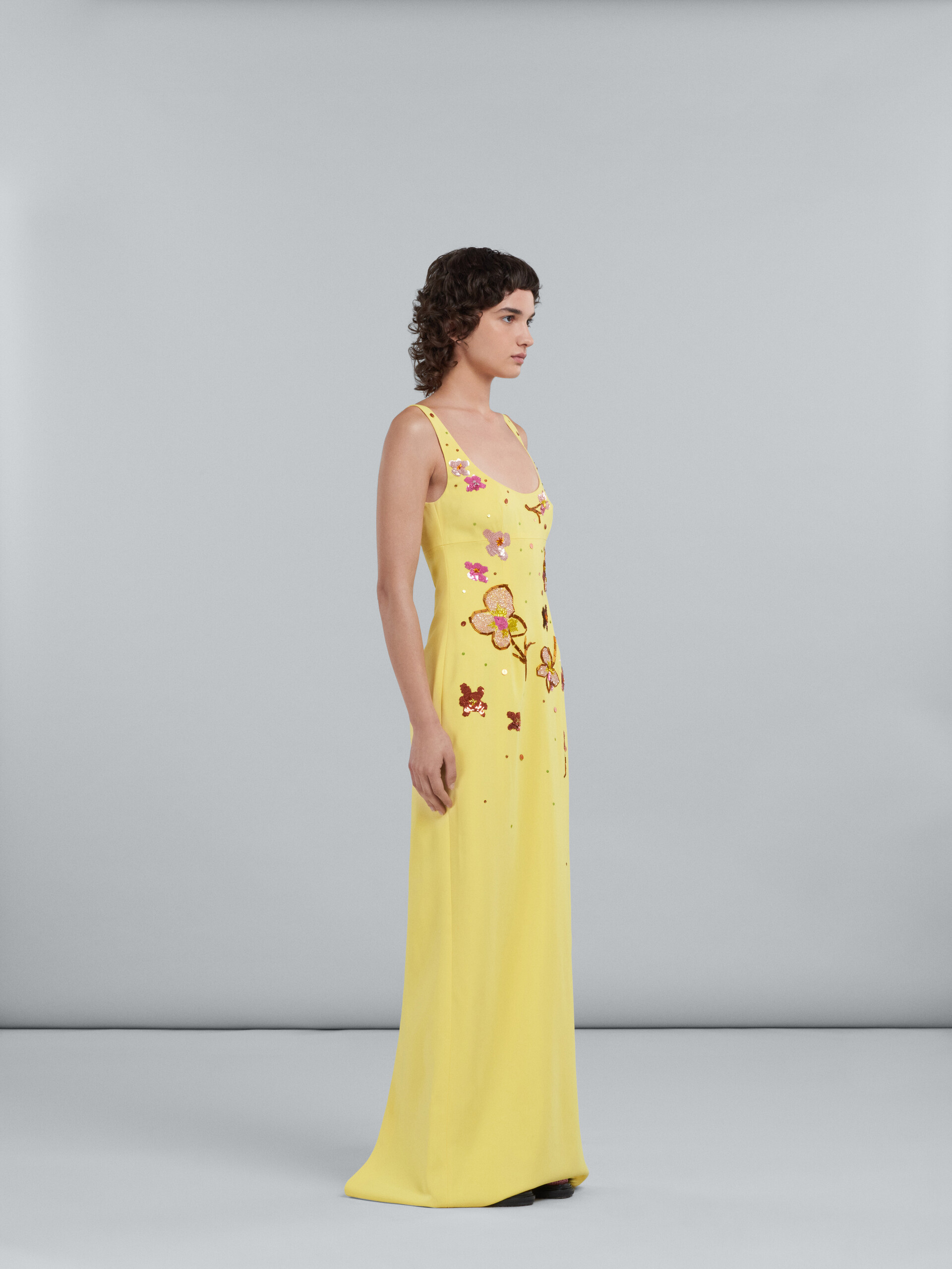 Yellow cady long dress with sequins - Dresses - Image 6