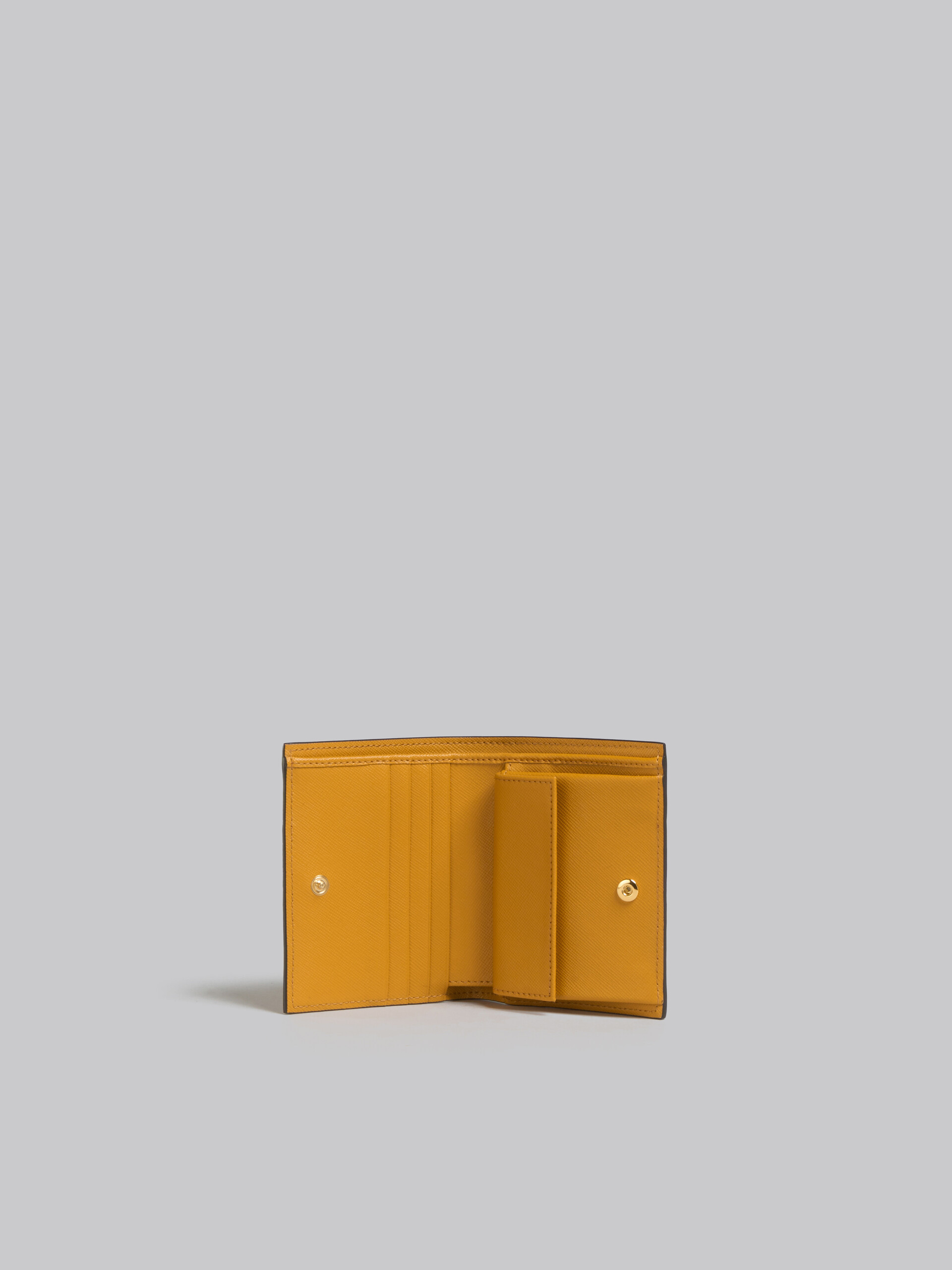 Brown white and orange saffiano leather bi-fold wallet | Marni