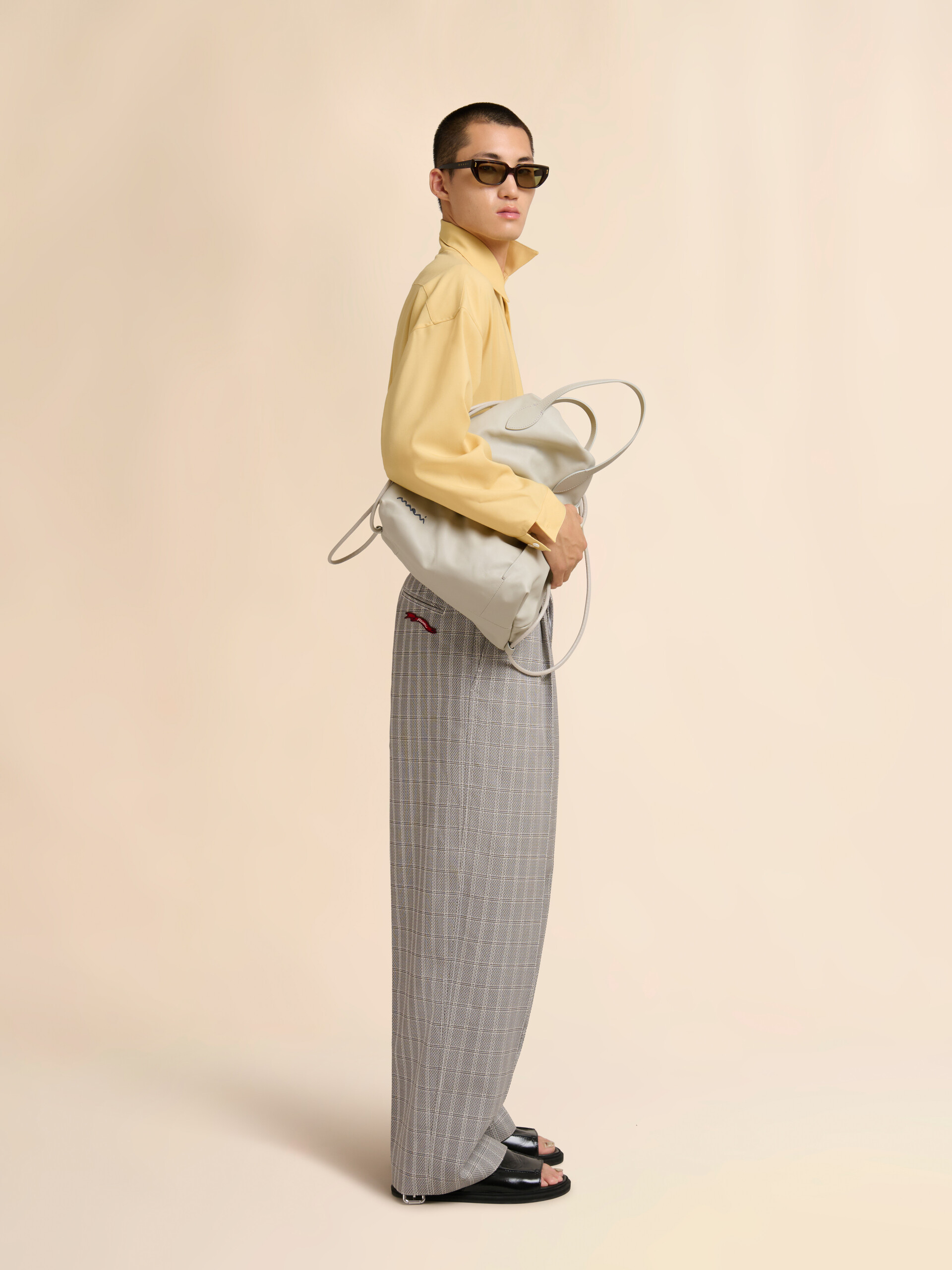 Yellow tropical wool long-sleeved shirt - Shirts - Image 5