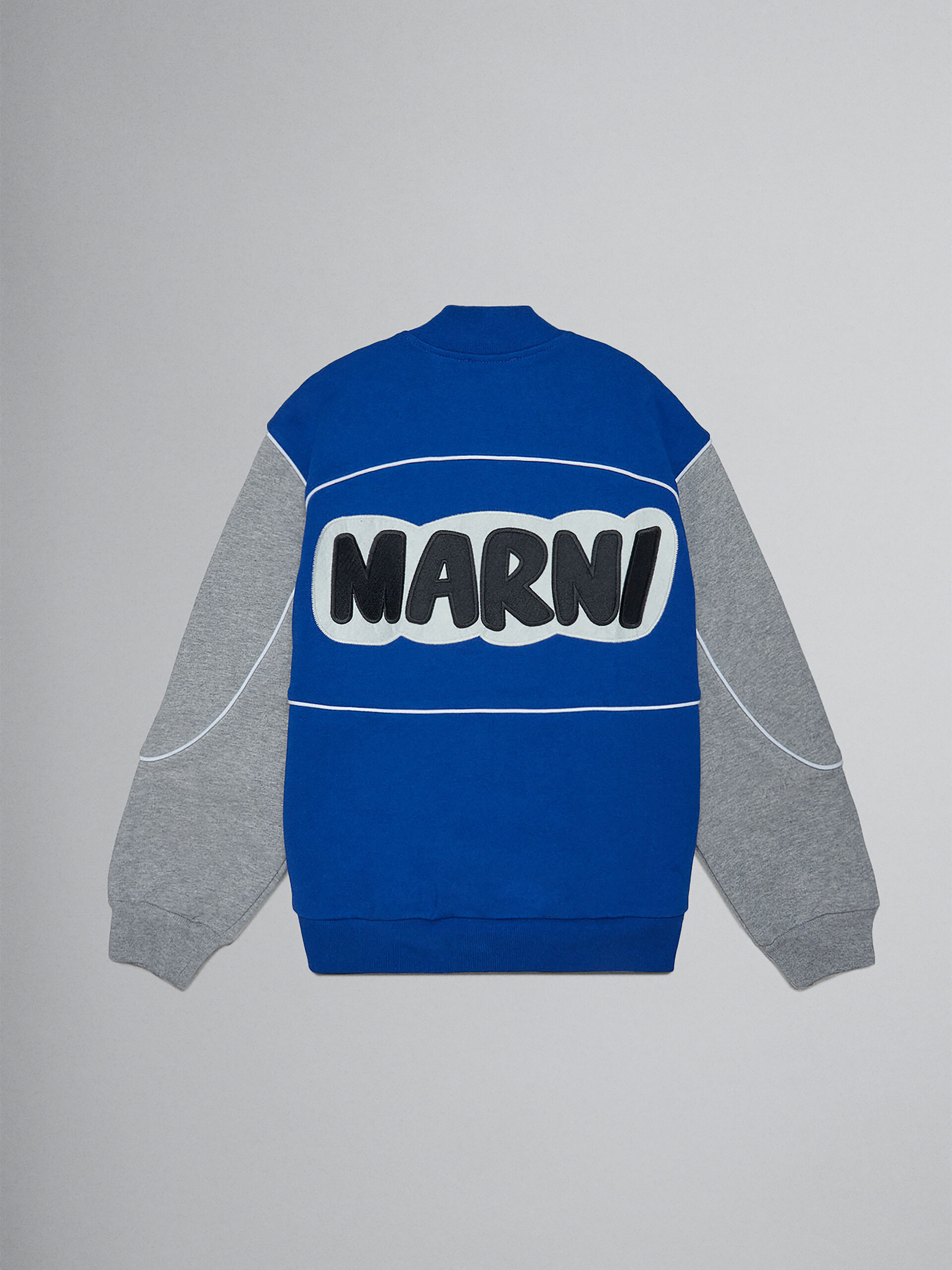 Blue fleece bomber jacket with logo on the back - Sweaters - Image 2