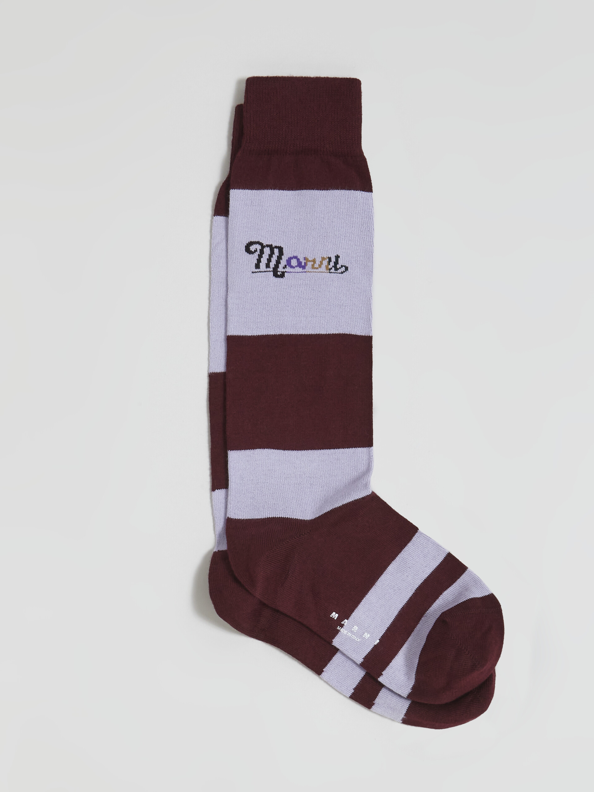 Burgundy and purple striped cotton rainbow logo intarsia sock - Socks - Image 1