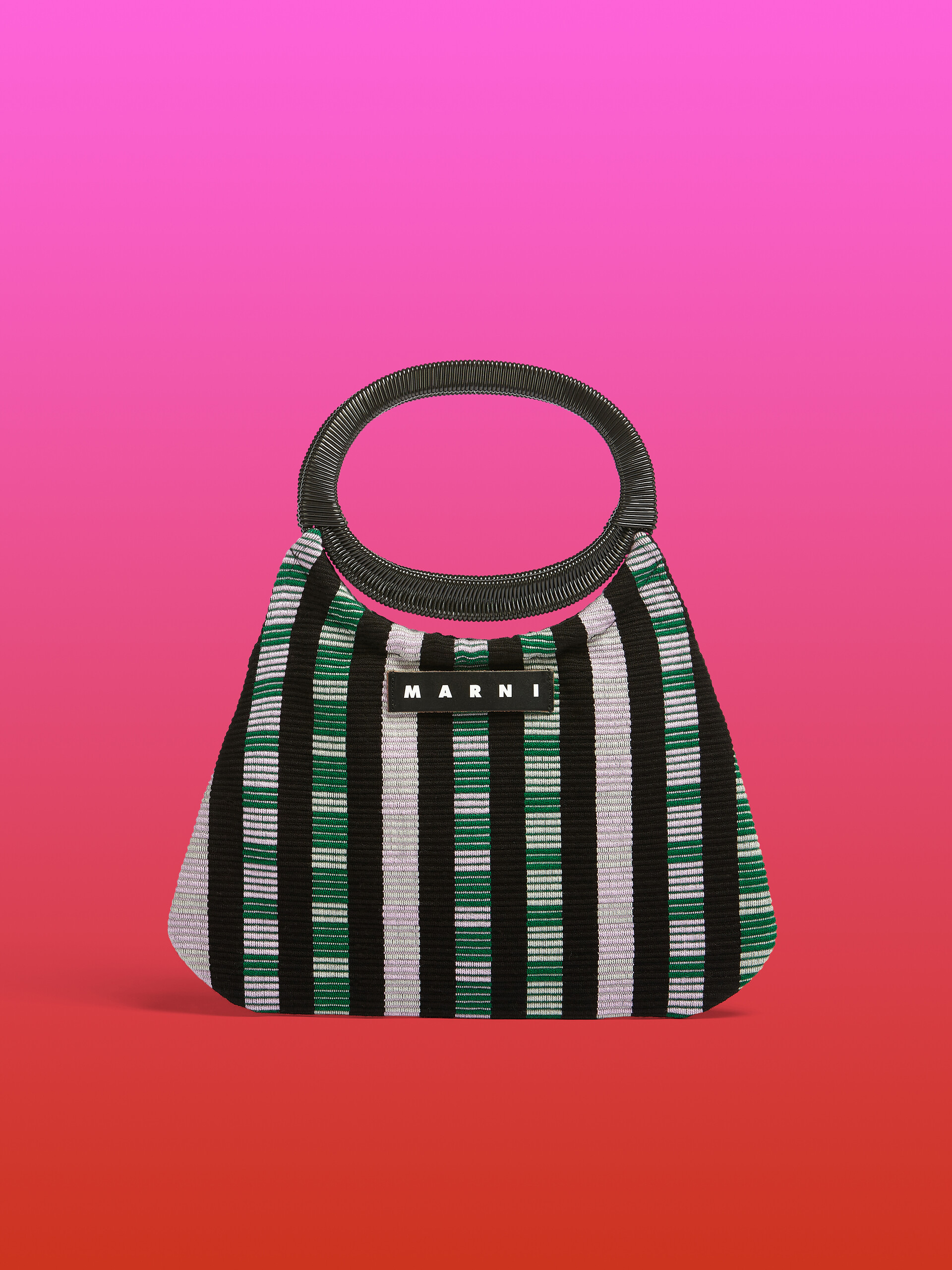 MARNI MARKET BOAT bag in multicolor lilac striped cotton - Furniture - Image 1