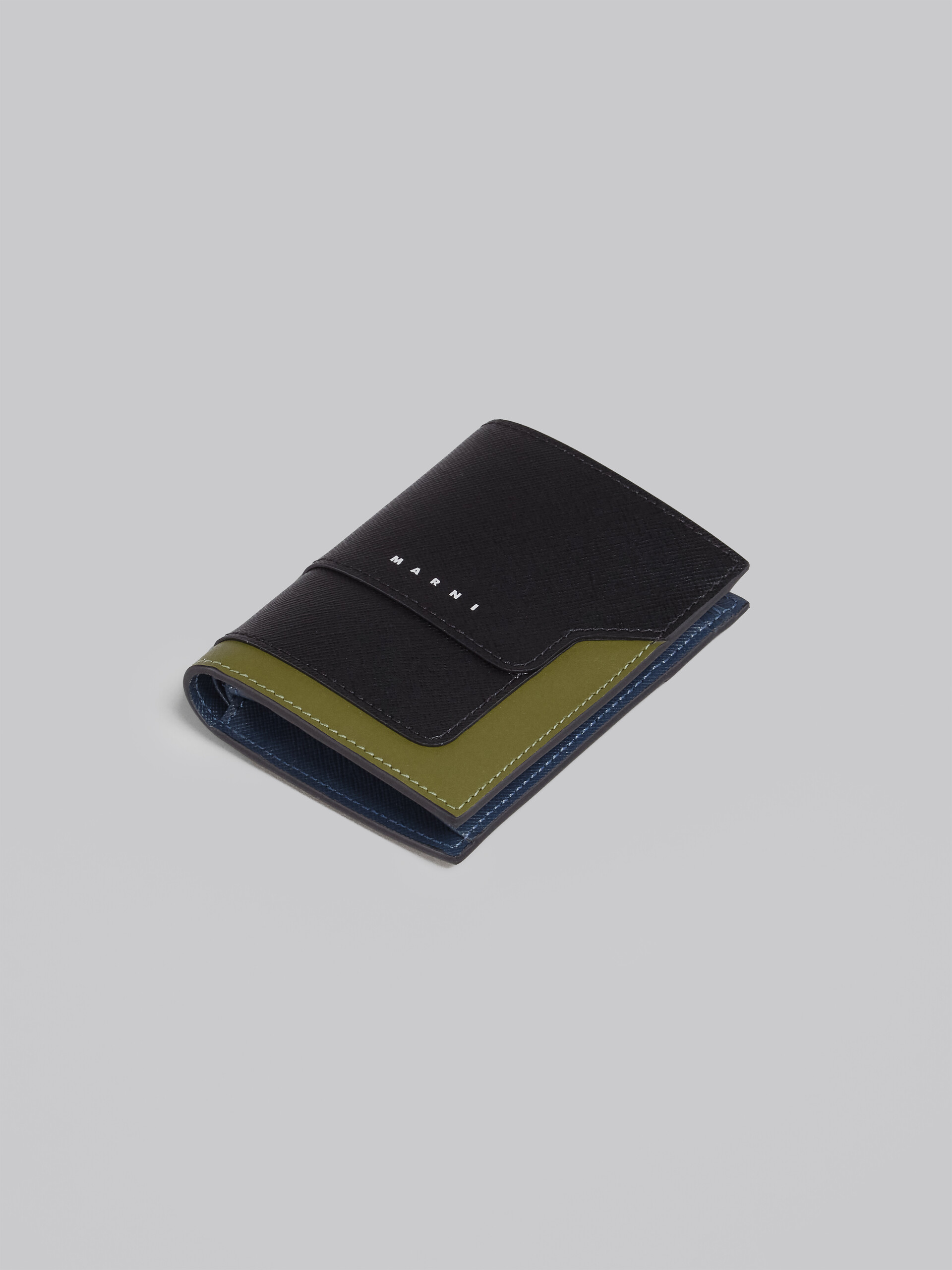 Black green blue leather bi-fold TRUNK wallet - Wallets - Image 5
