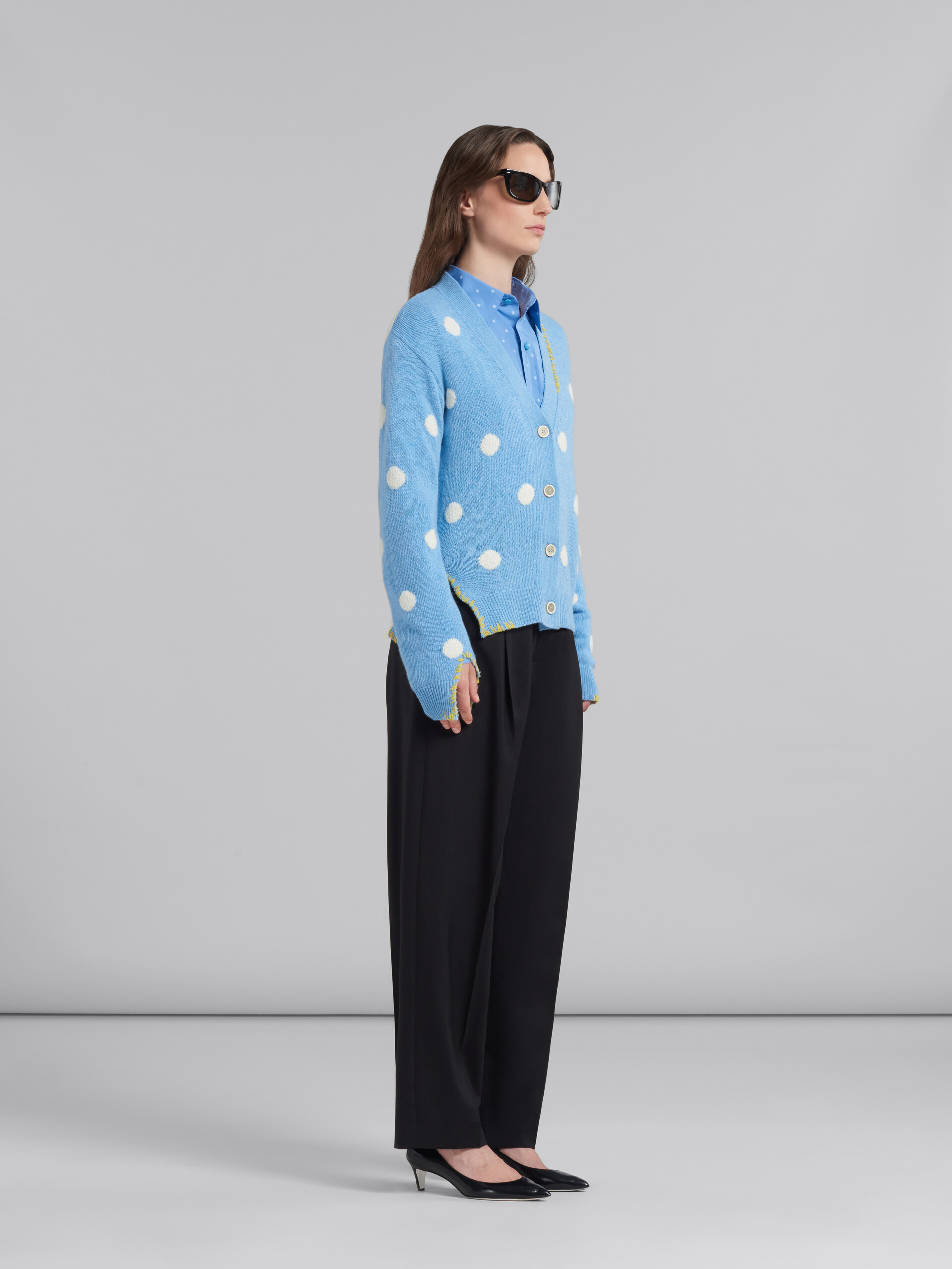 Light blue poplin shirt with polka dots - Shirts - Image 5