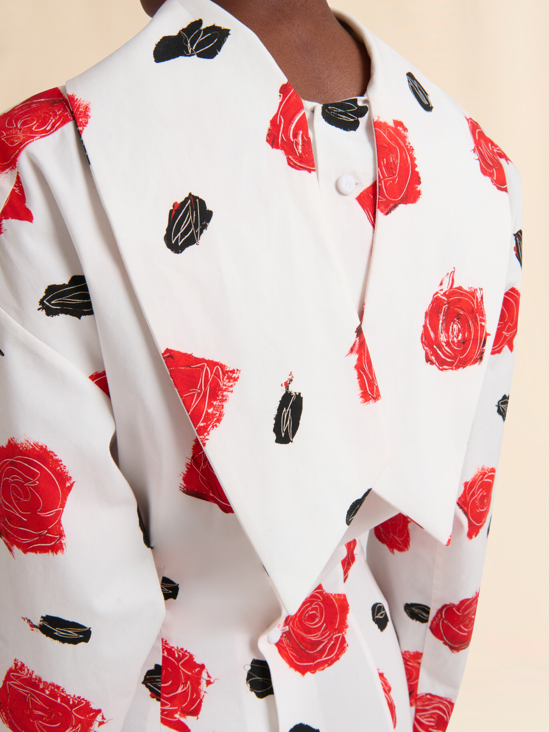 Abito a camicia in popeline bianco con stampa Iris - Vestiti - Image 5