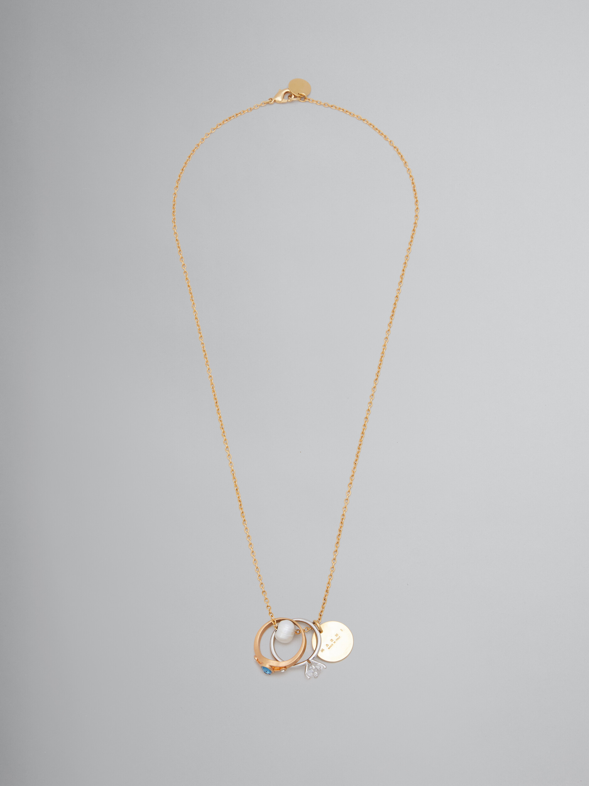 Chain necklace with pearl and ring charms - Necklaces - Image 1