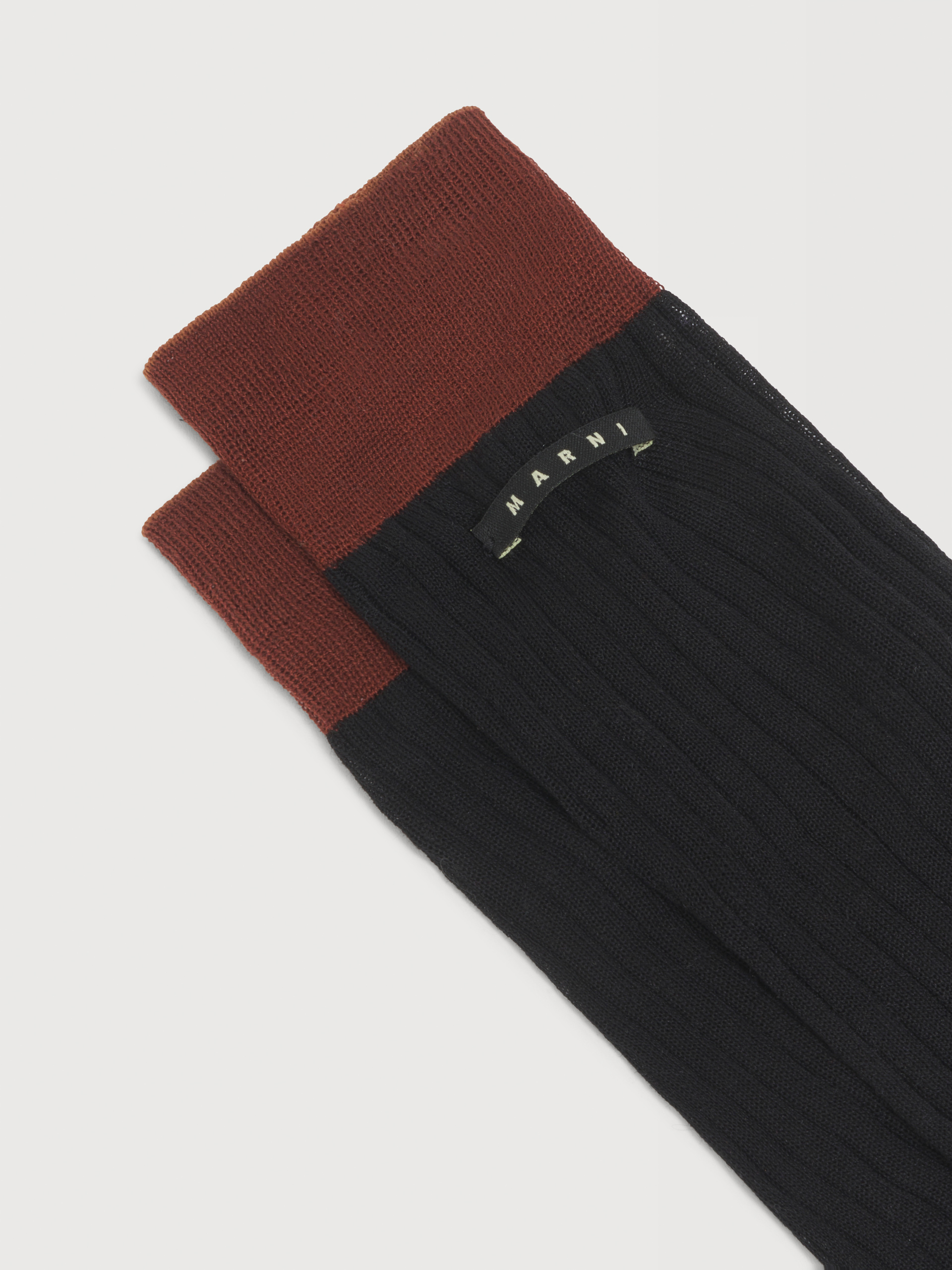 Burgundy cotton socks with contrast cuffs - Socks - Image 2