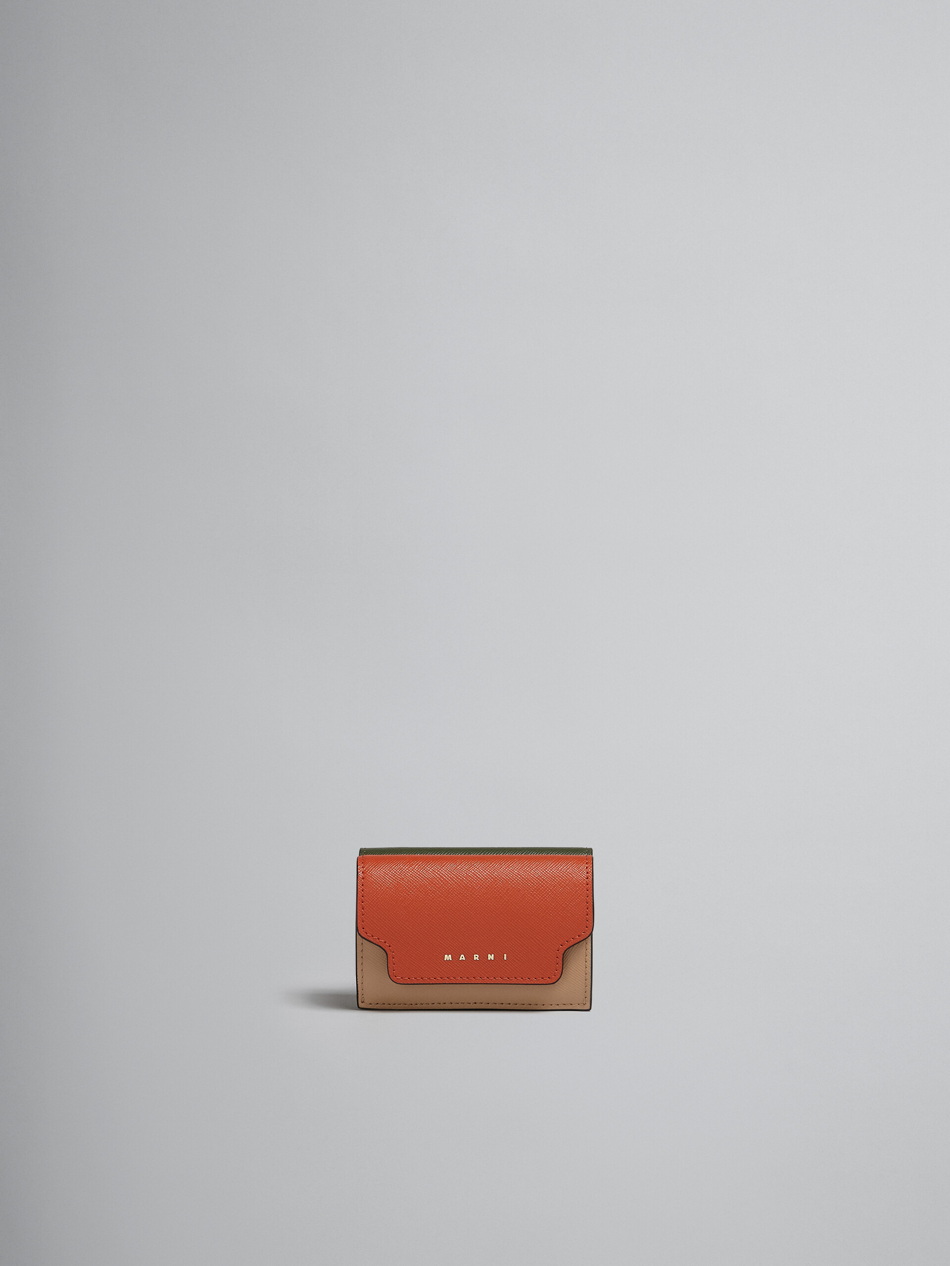 Brown multicolour saffiano leather tri-fold wallet - Wallets - Image 1