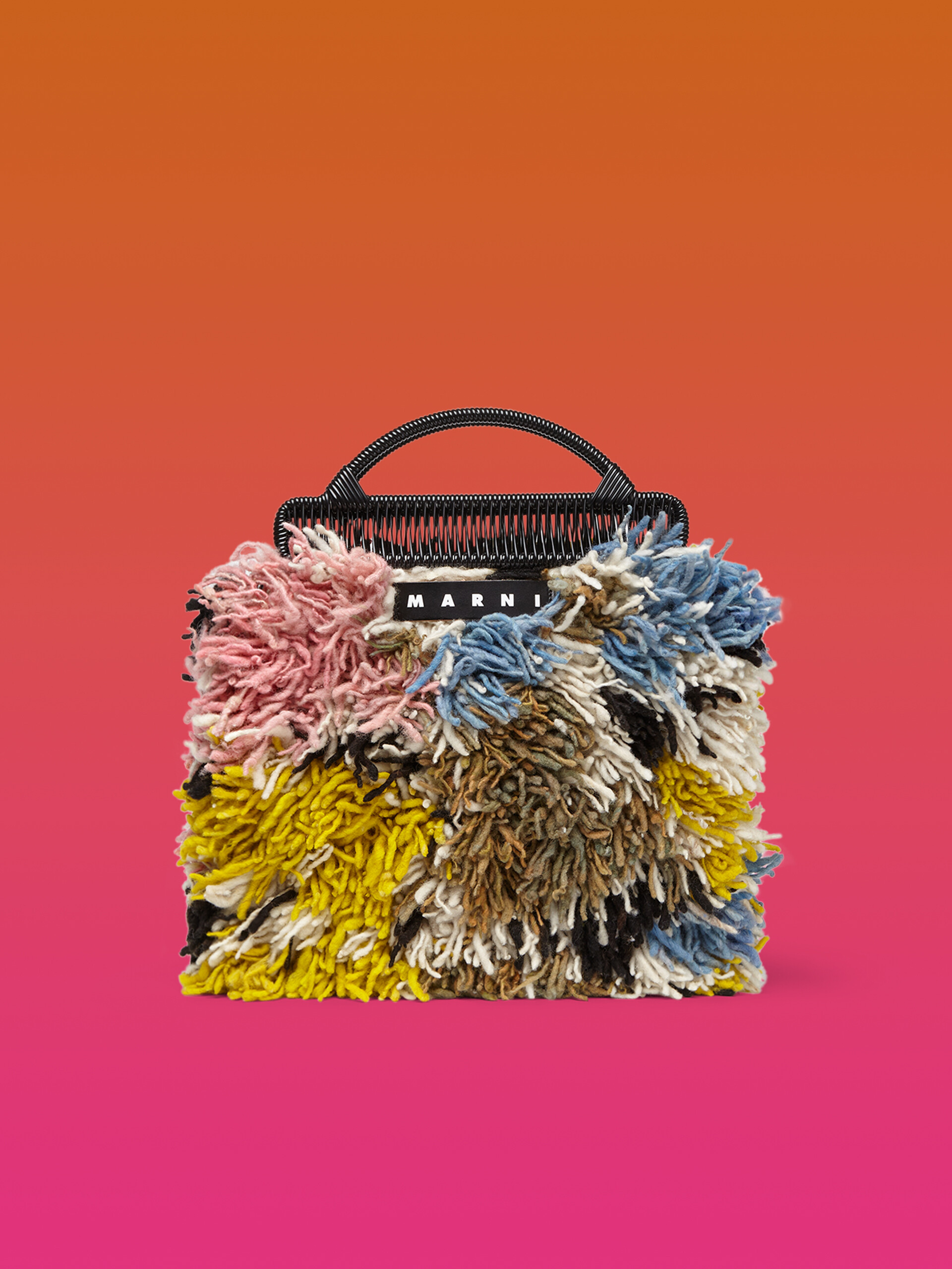MARNI MARKET multicoloured frame bag in yellow pink and pale blue long wool - Furniture - Image 1