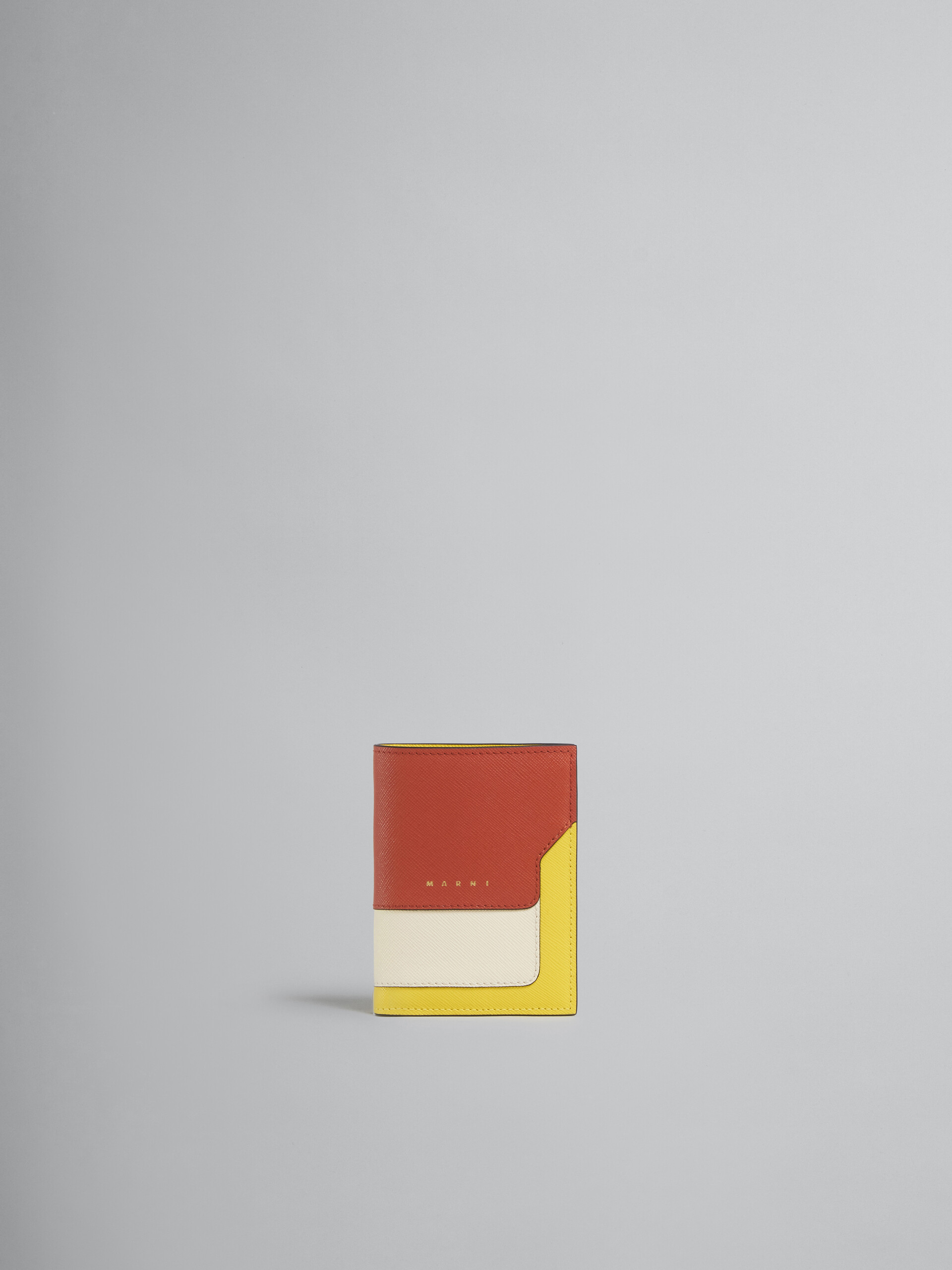 Brown saffiano leather bi-fold wallet - Wallets - Image 1