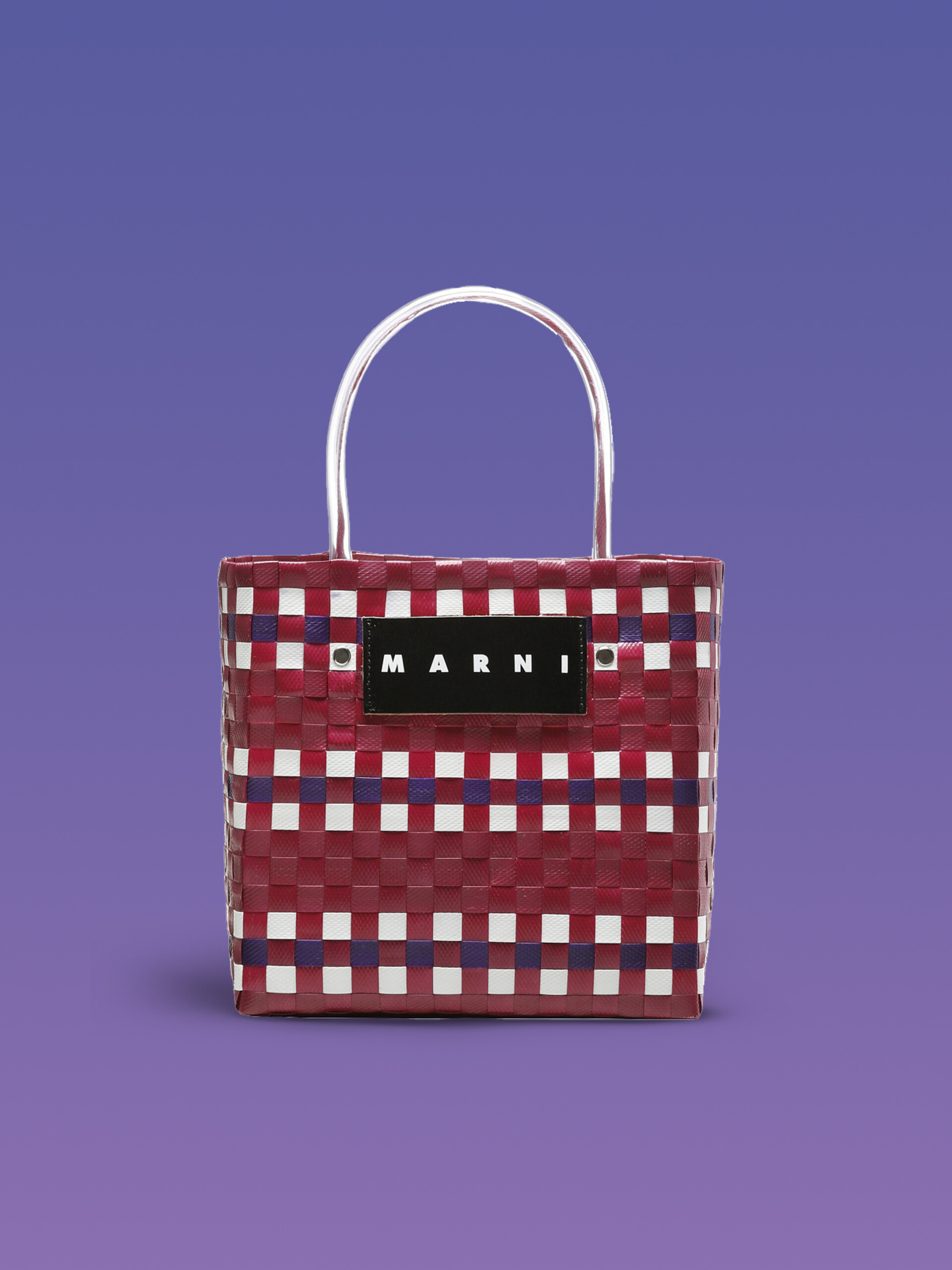 MARNI MARKET BASKET bag in pink woven material - Shopping Bags - Image 1