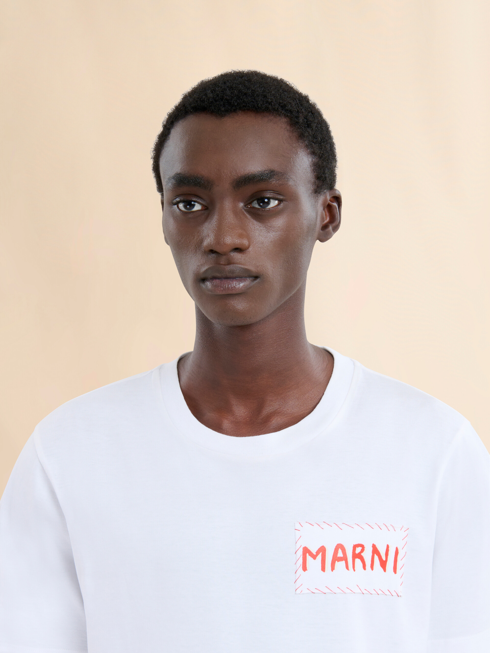 Green organic cotton T-shirt with Marni patch - Shirts - Image 4
