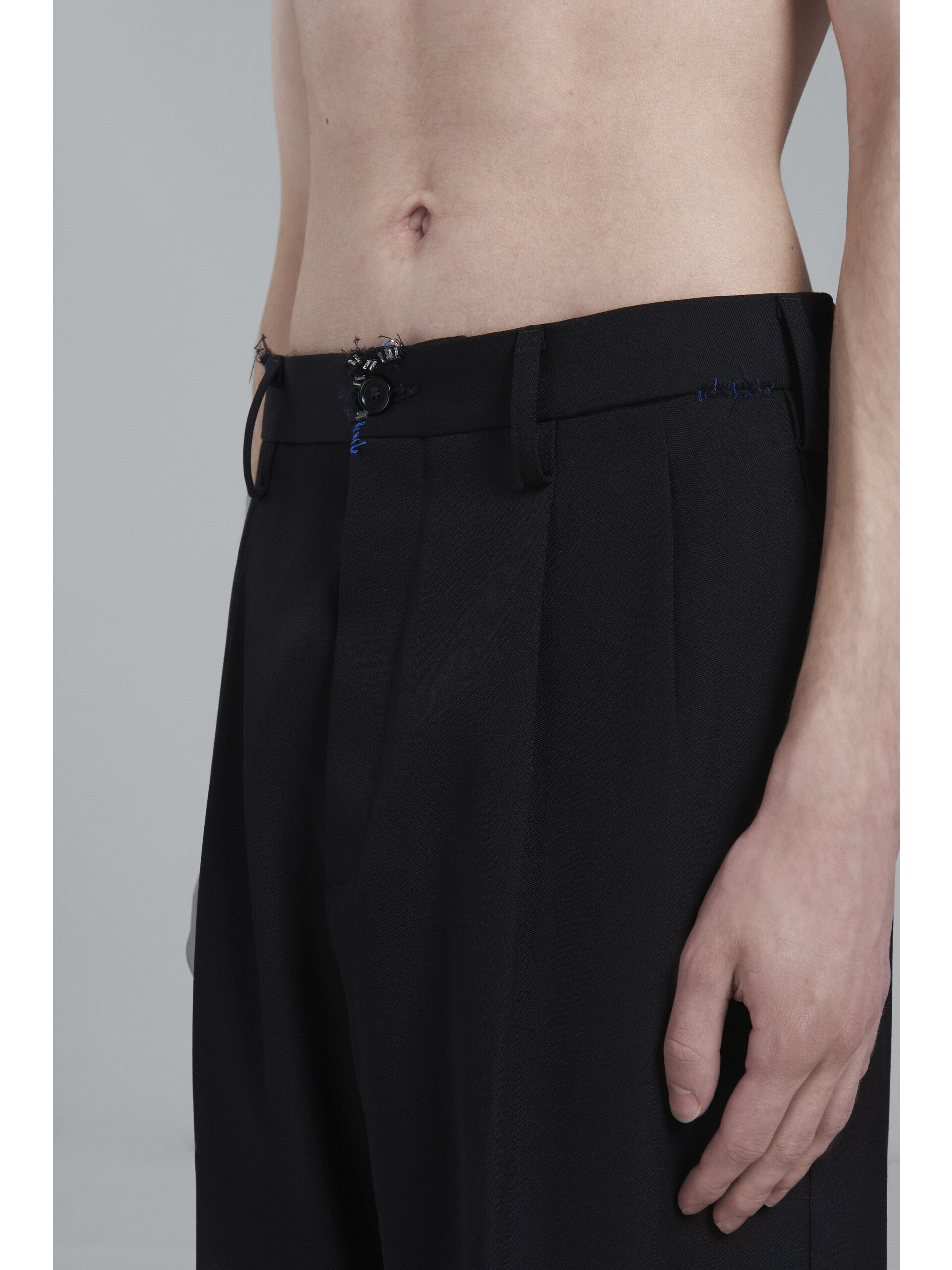 Black tuxedo-style pants with embroidery - Pants - Image 4