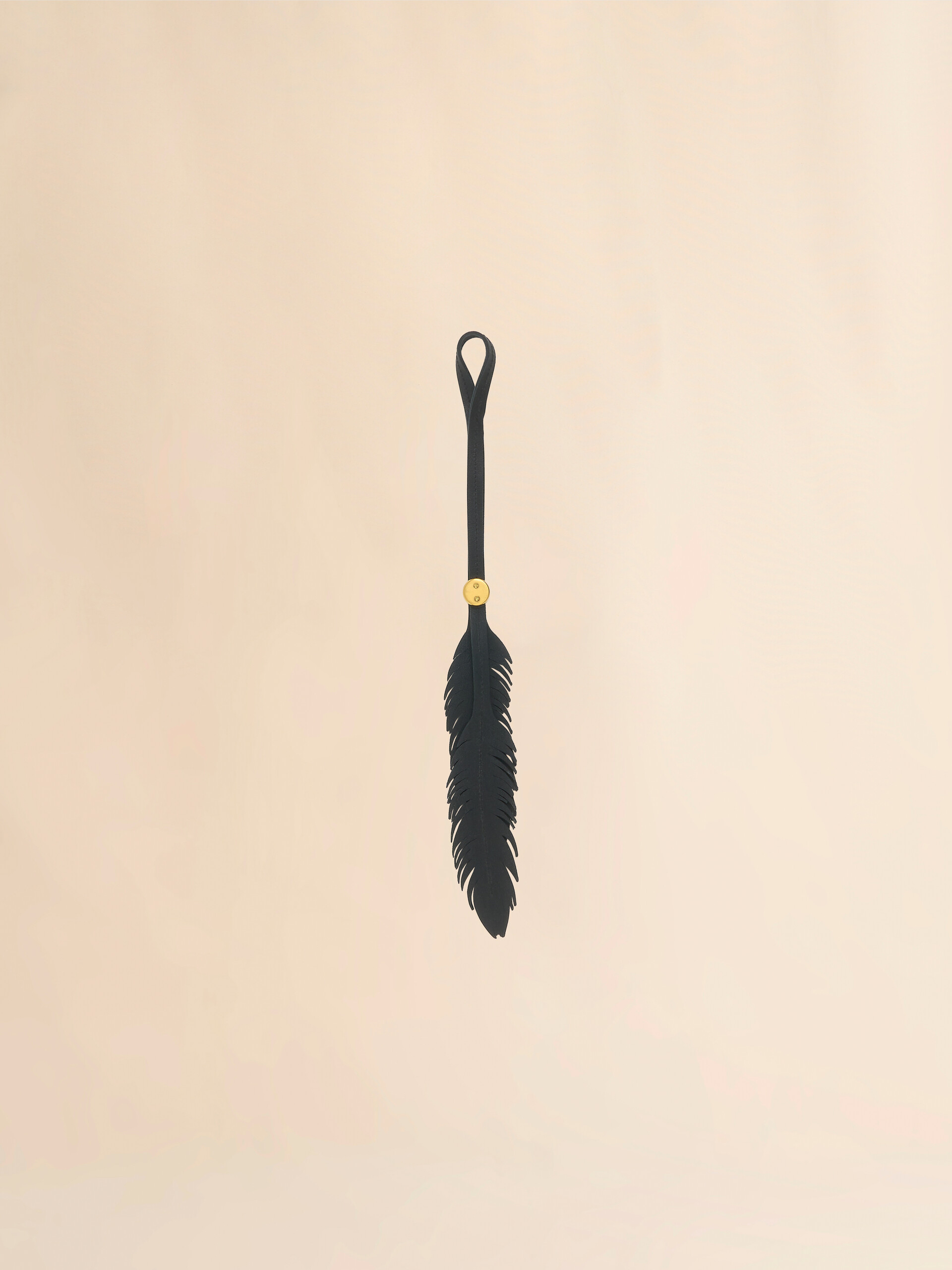 Black leather feather charm - Key Rings - Image 2