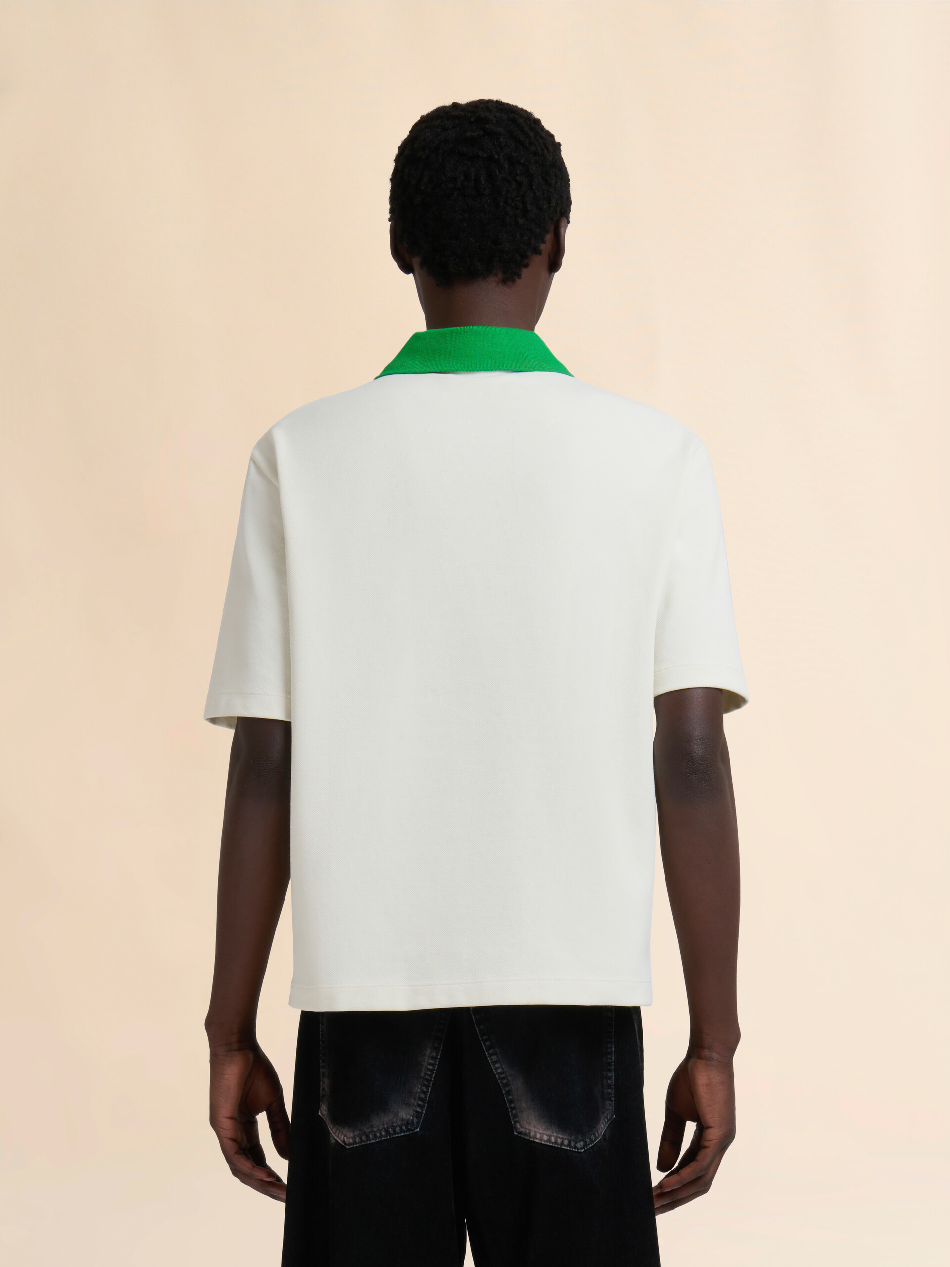 Light blue piqué polo shirt with contrast collar - Shirts - Image 3