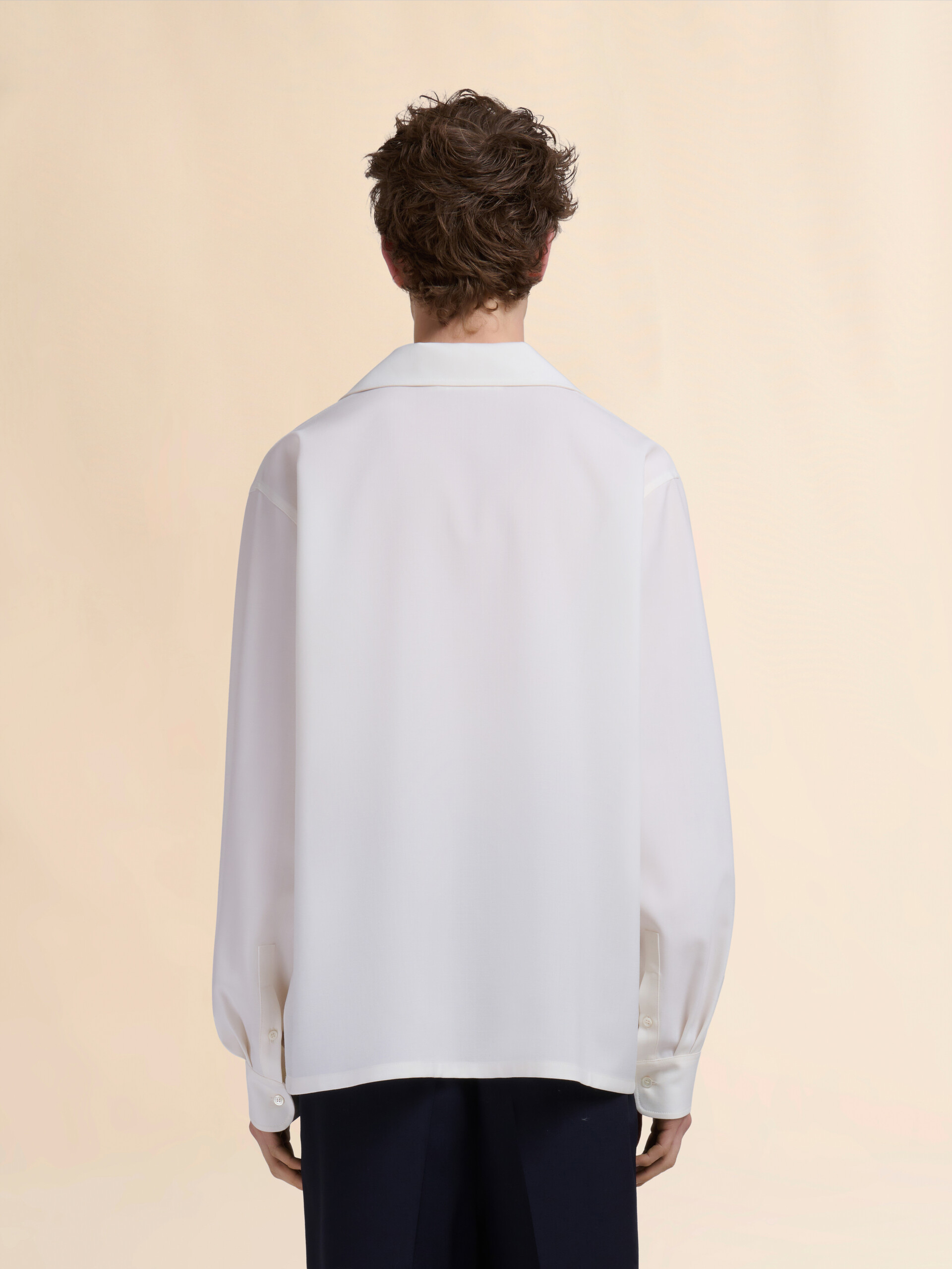 Deep blue tropical wool shirt with Marni Mending - Shirts - Image 3