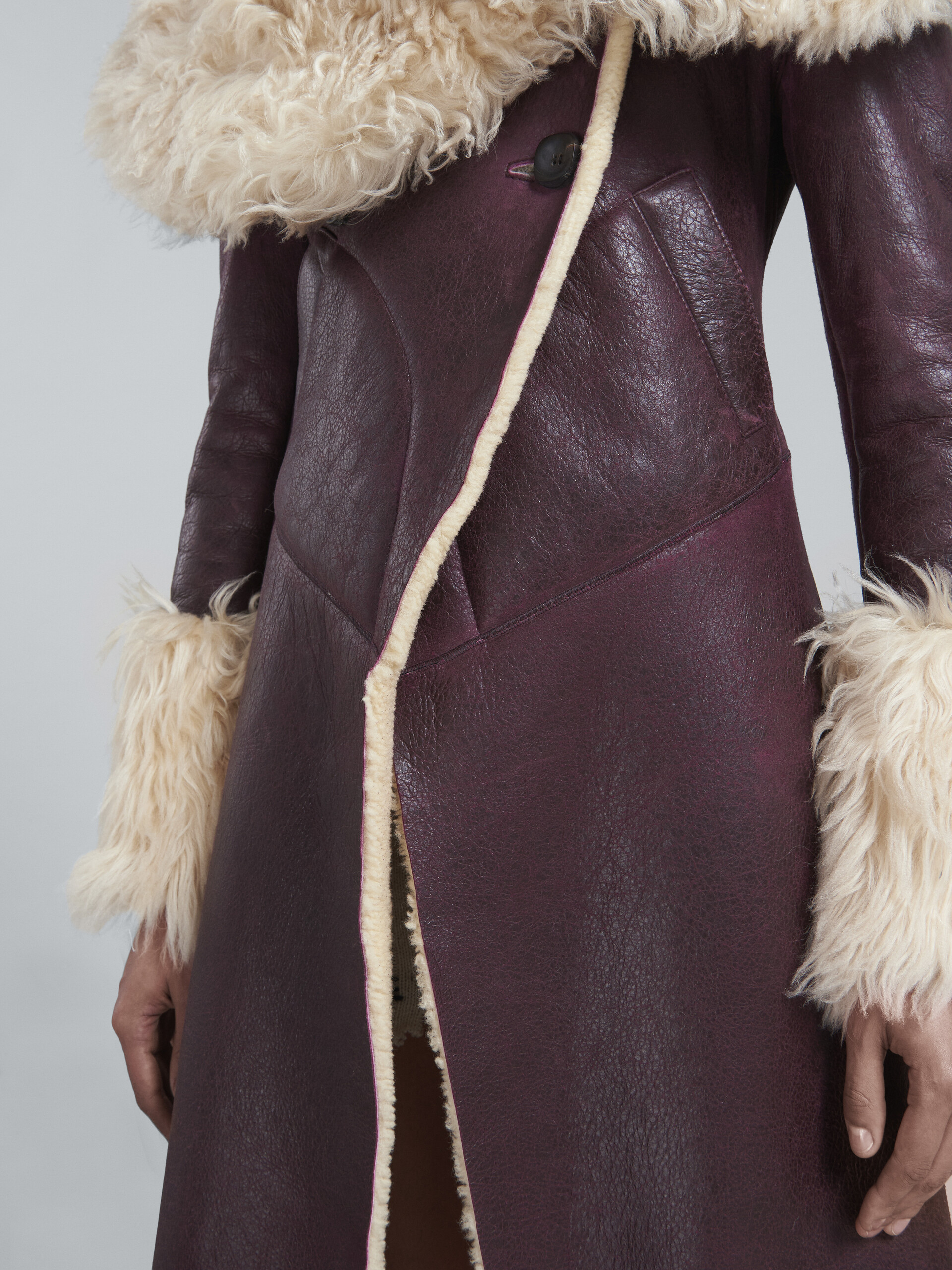 Burgundy shearling coat - Coat - Image 5