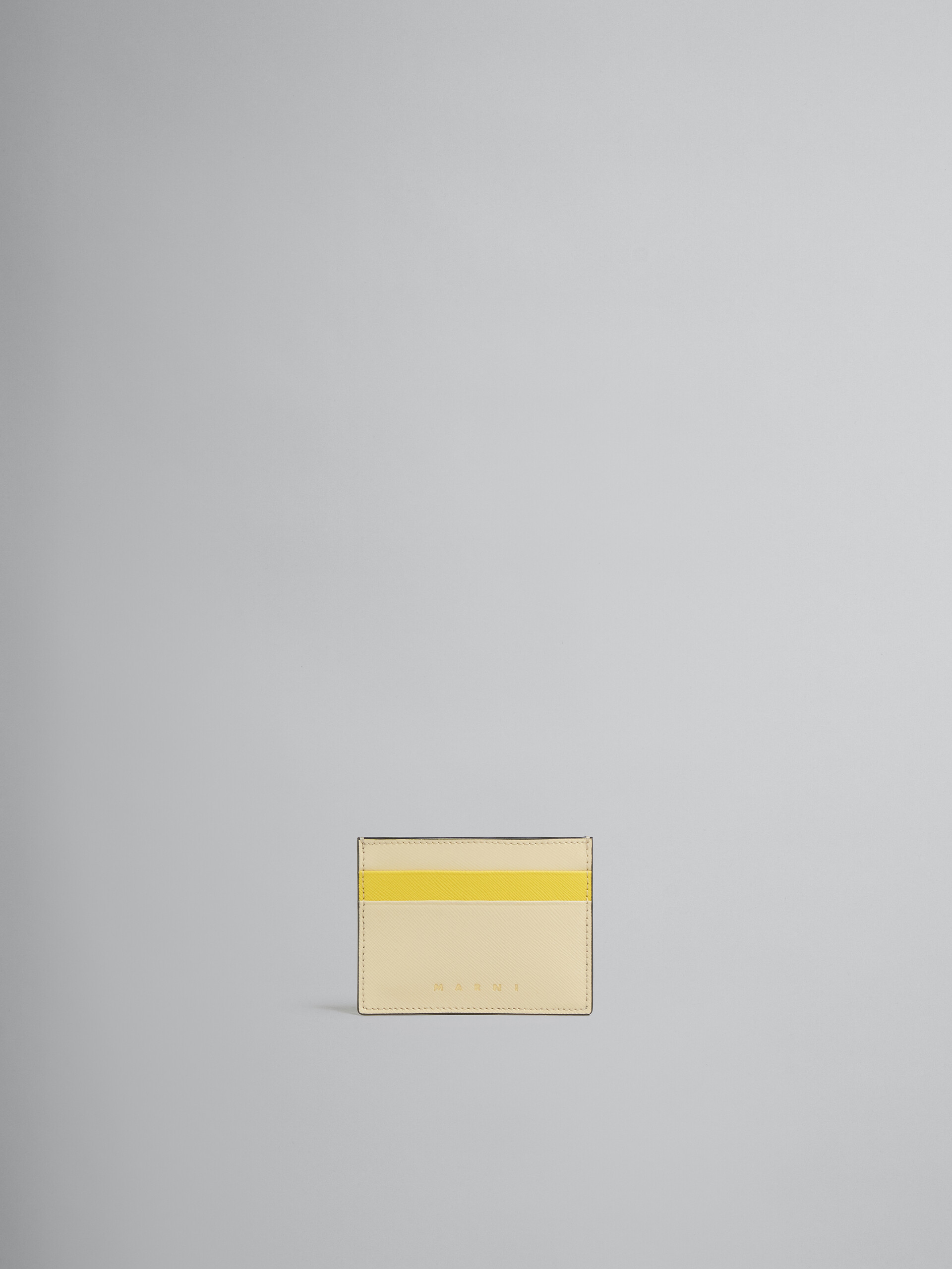 Cremefarbener Kartenhalter aus Saffiano-Leder - Brieftaschen - Image 1