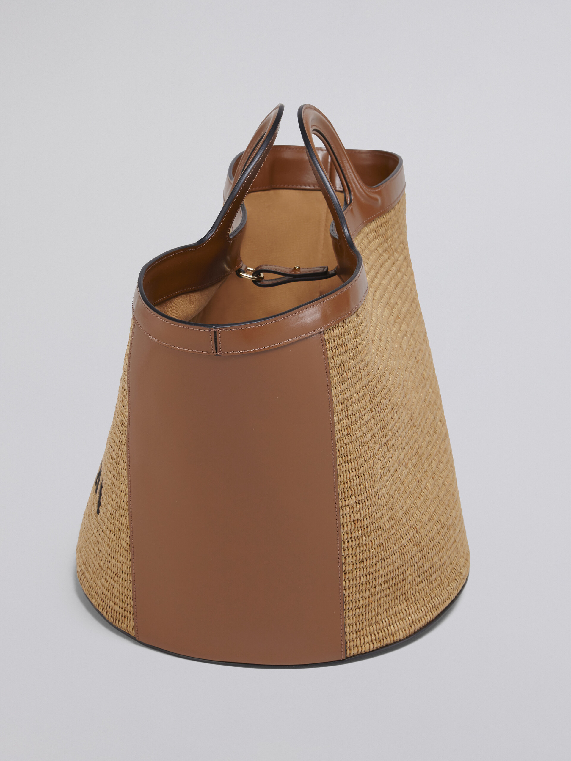 Tropicalia Large Bag in brown raffia-effect fabric and leather - Handbags - Image 5