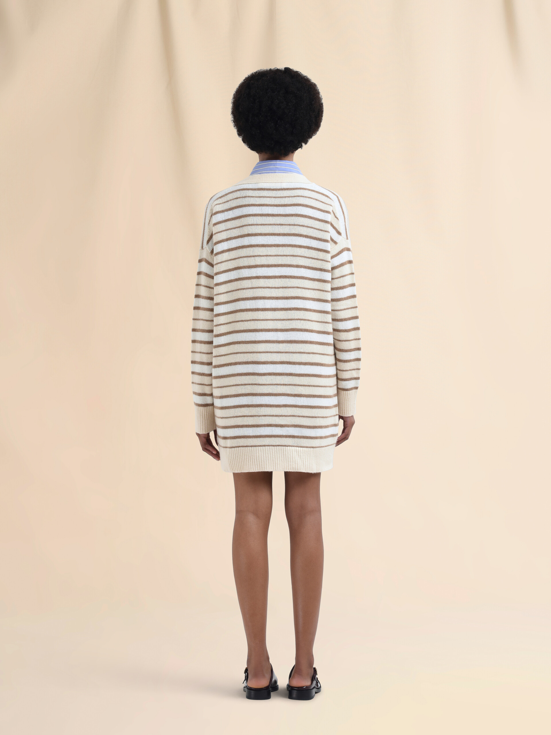 Ivory striped cashmere blend cardigan - Pullovers - Image 3