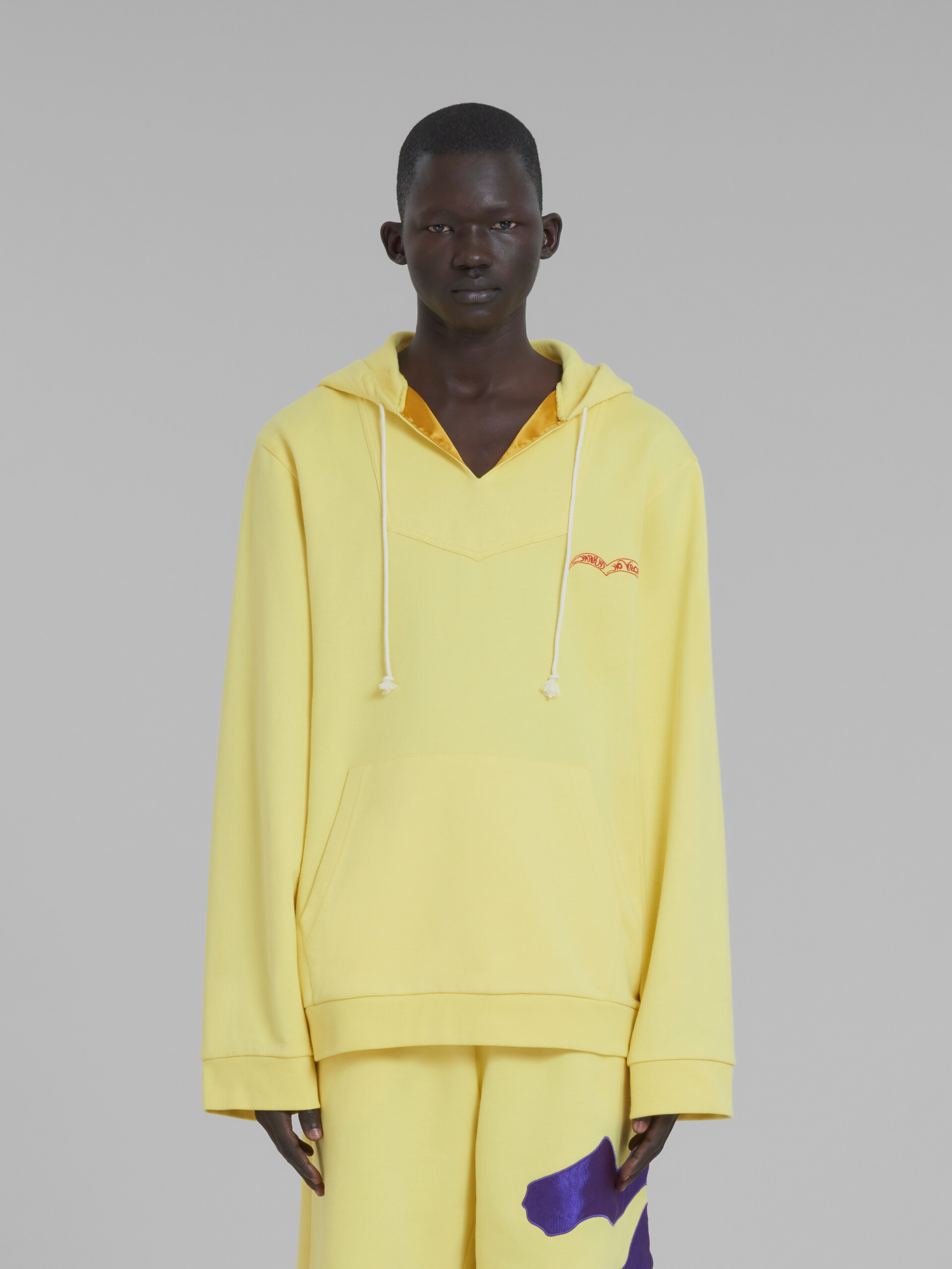 Marni x No Vacancy Inn - Acid yellow bio cotton hoodie with embroidery - Sweaters - Image 2