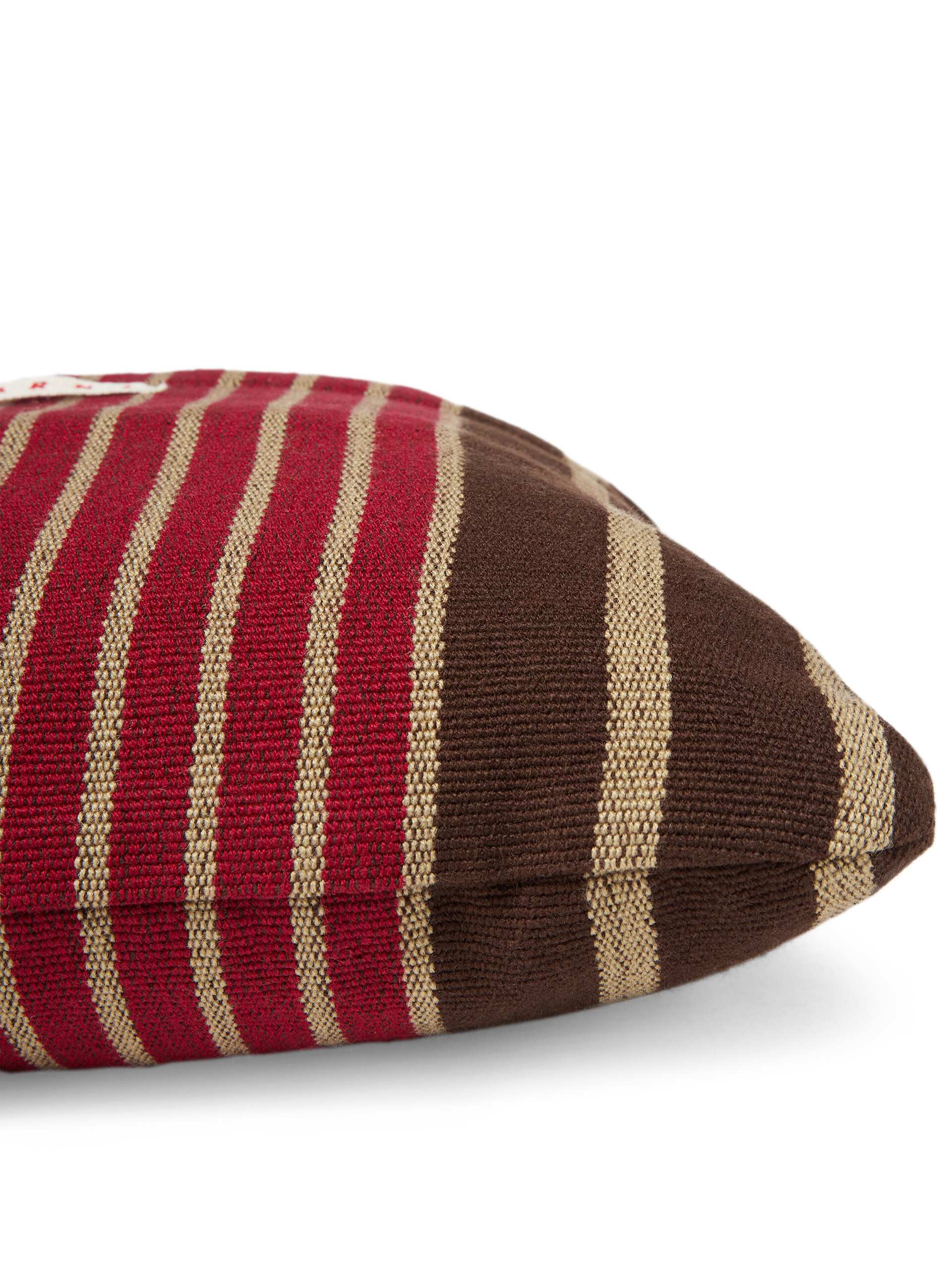 MARNI MARKET square pillow cover in polyester with red brown and beige vertical stripes - Furniture - Image 3